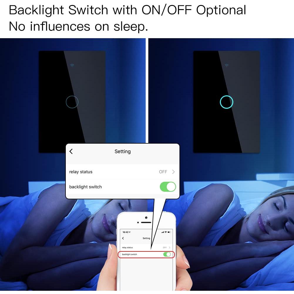 Interruptor Inteligente MOES WiFi 1 Gang Negro Sin Neutro