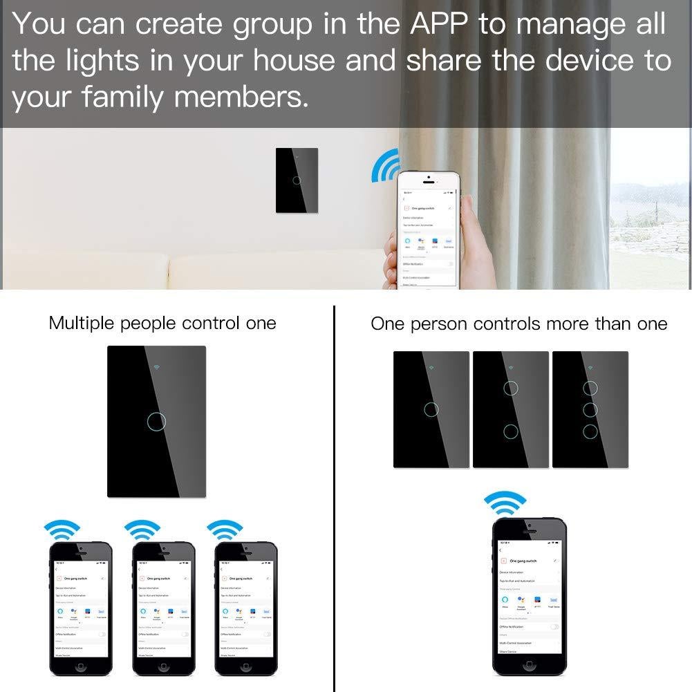 Interruptor Inteligente MOES WiFi 1 Gang Negro Sin Neutro