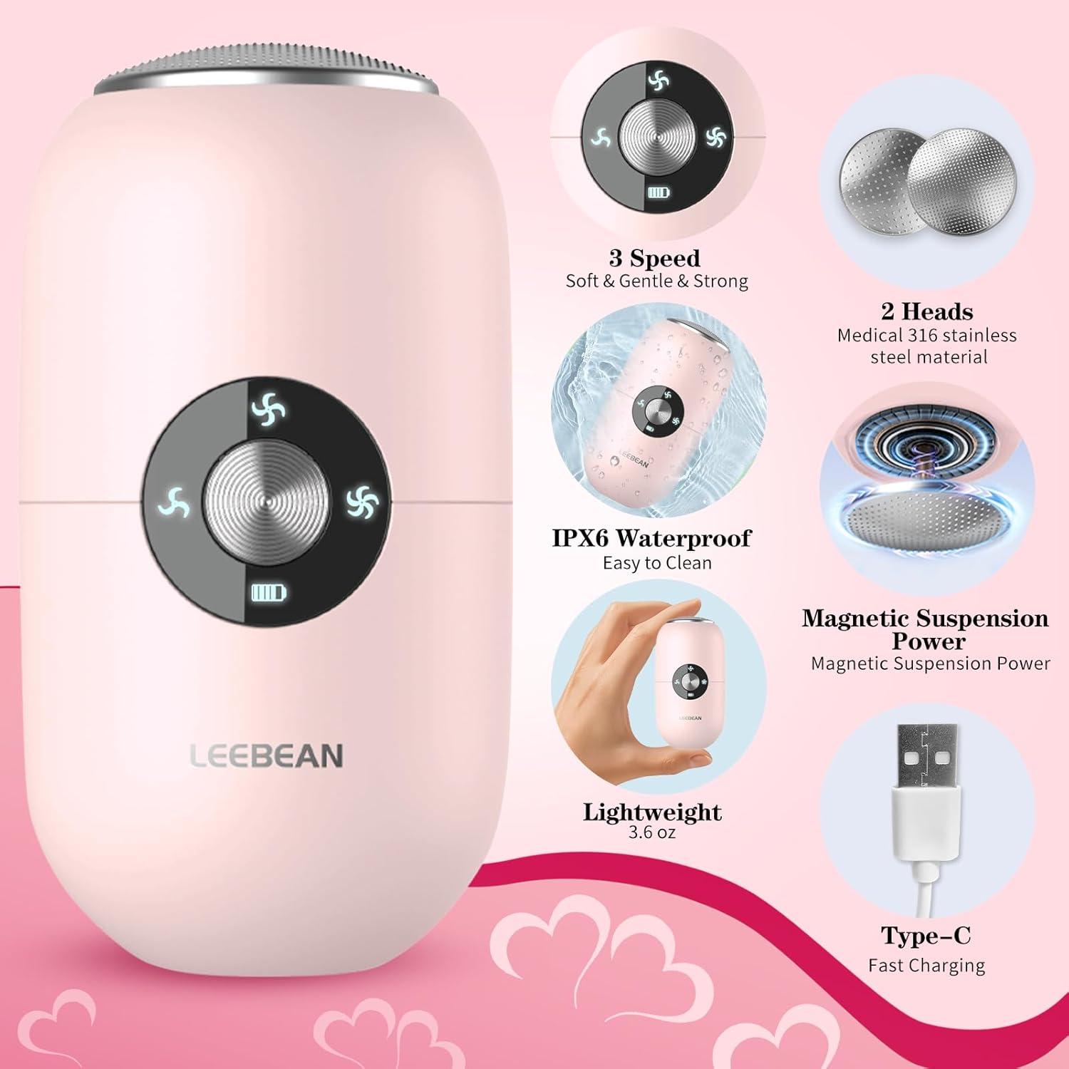 Removedor de Callos Eléctrico Leebean Rosa, 3 Velocidades, Impermeable