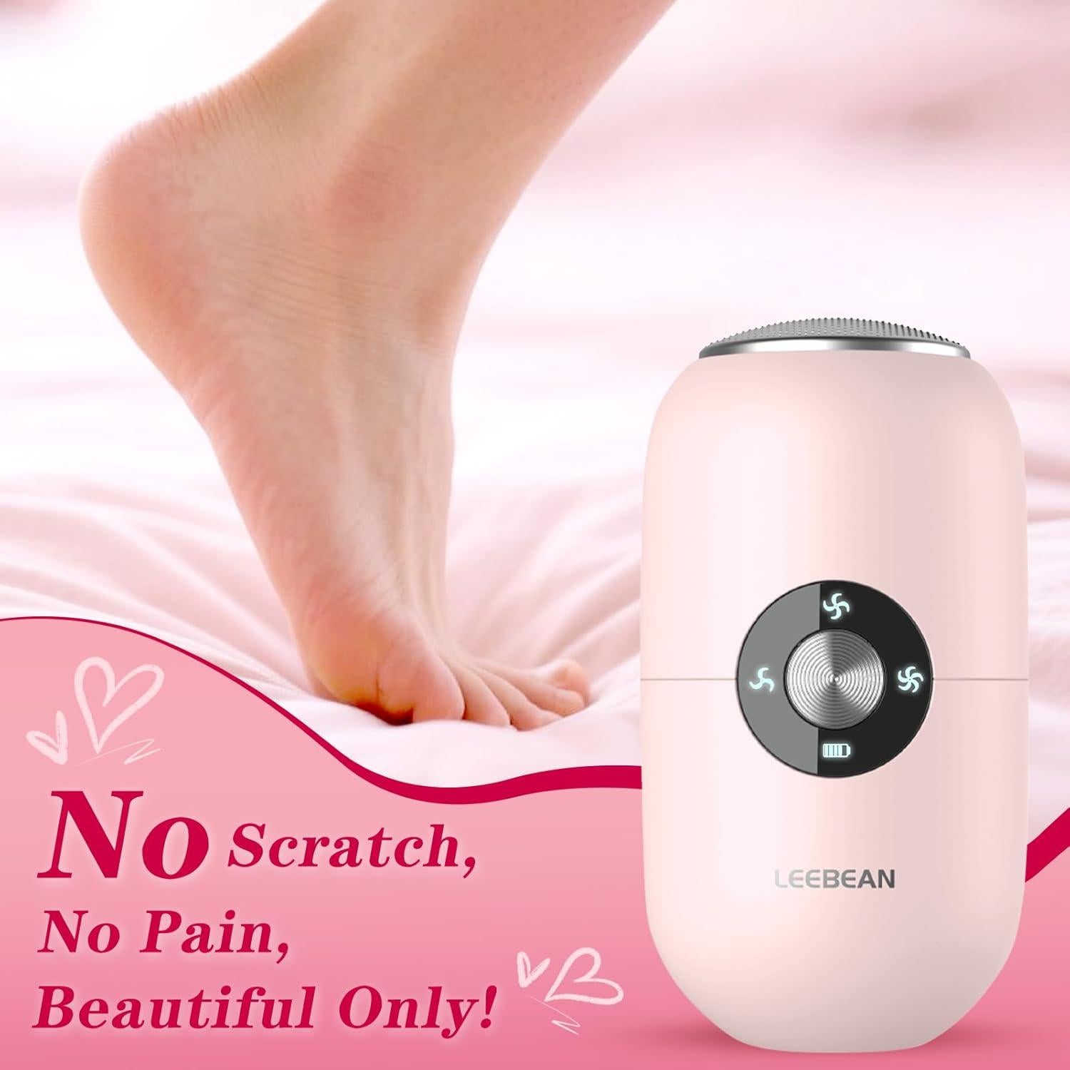 Removedor de Callos Eléctrico Leebean Rosa, 3 Velocidades, Impermeable