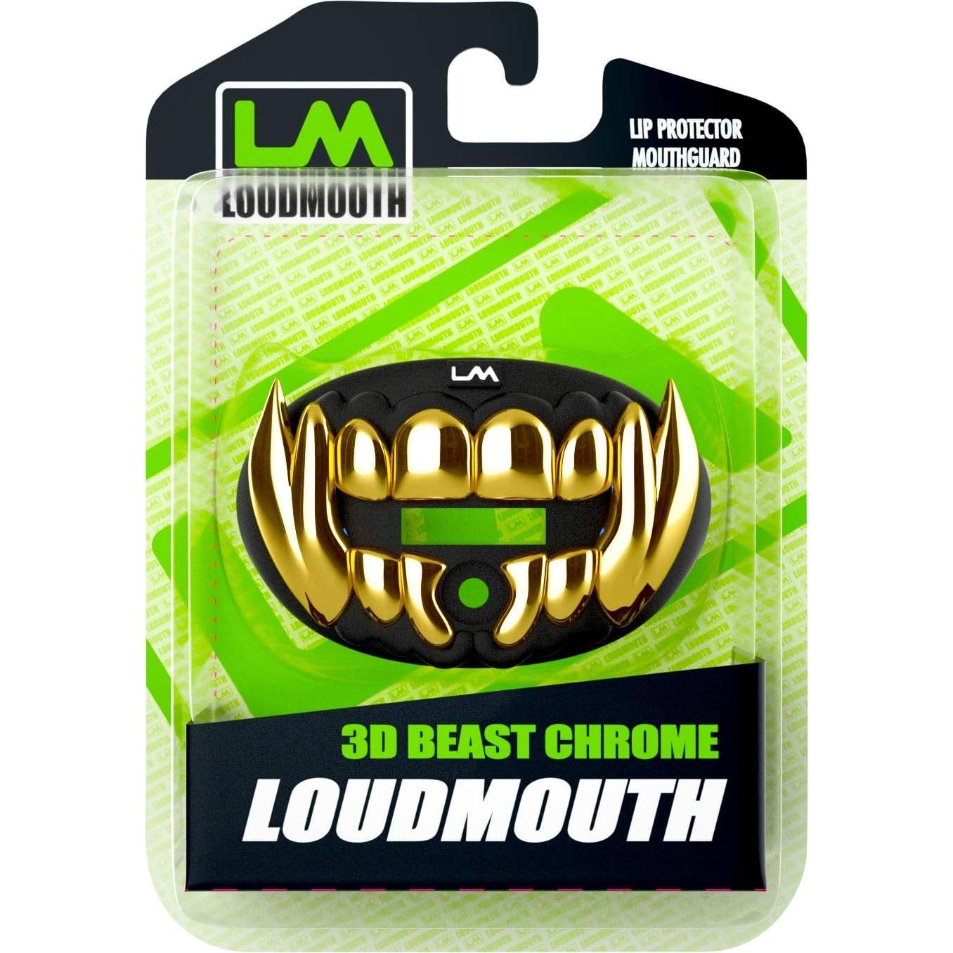Protector Bucal de Fútbol Loudmouth 3D Bestia - Negro/Dorado