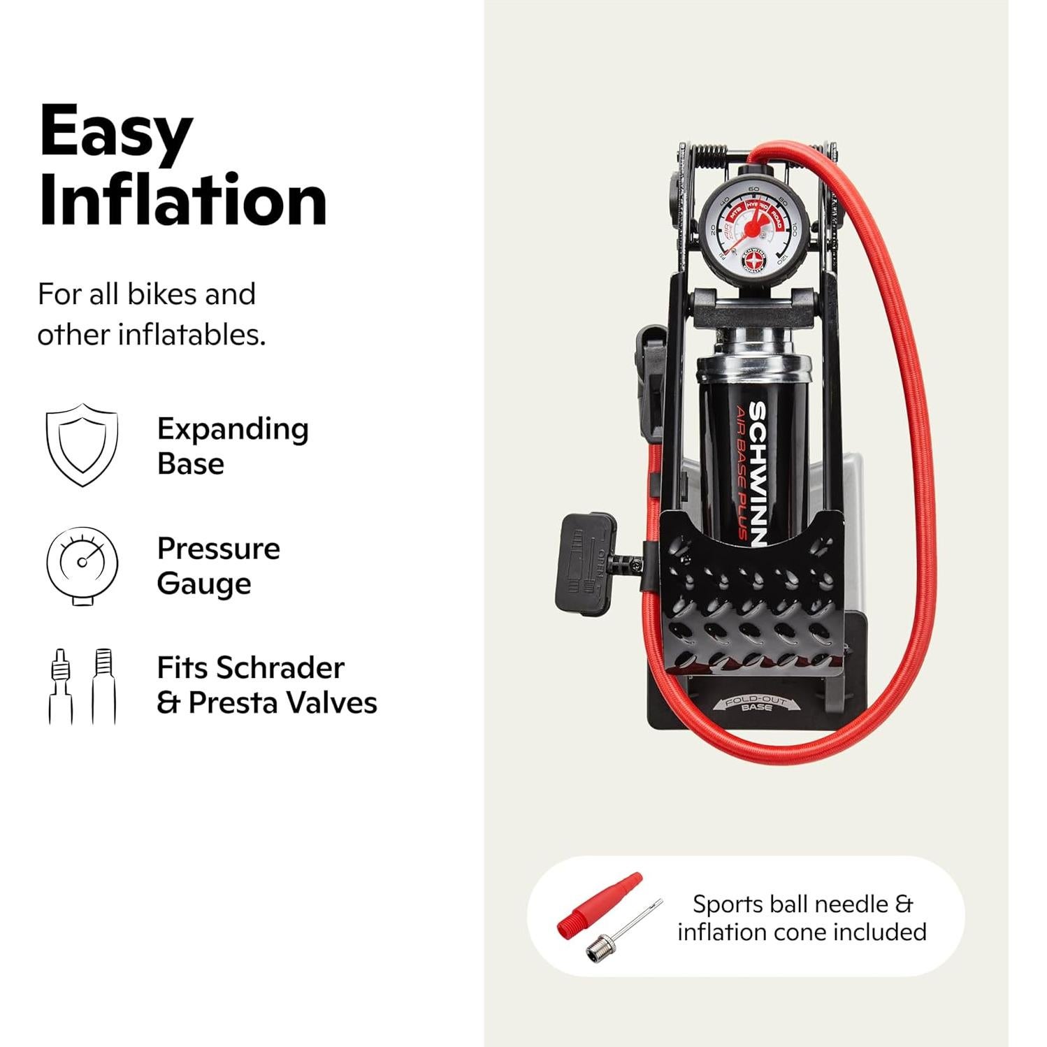 Bomba de Pie Manual Schwinn Air Base Plus - 120 PSI