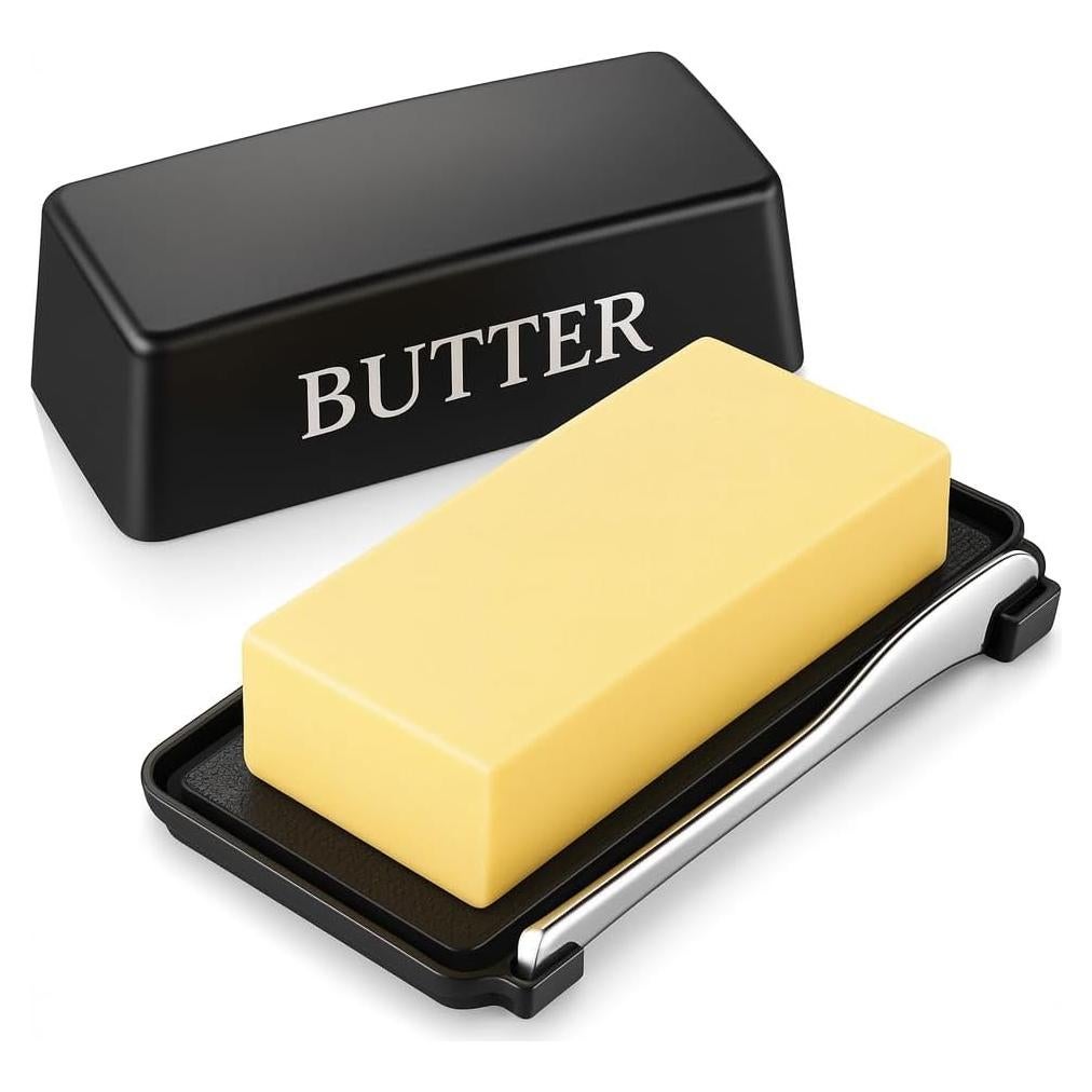 Tazón de Mantequilla Dehov con Tapa y Cuchillo, Negro