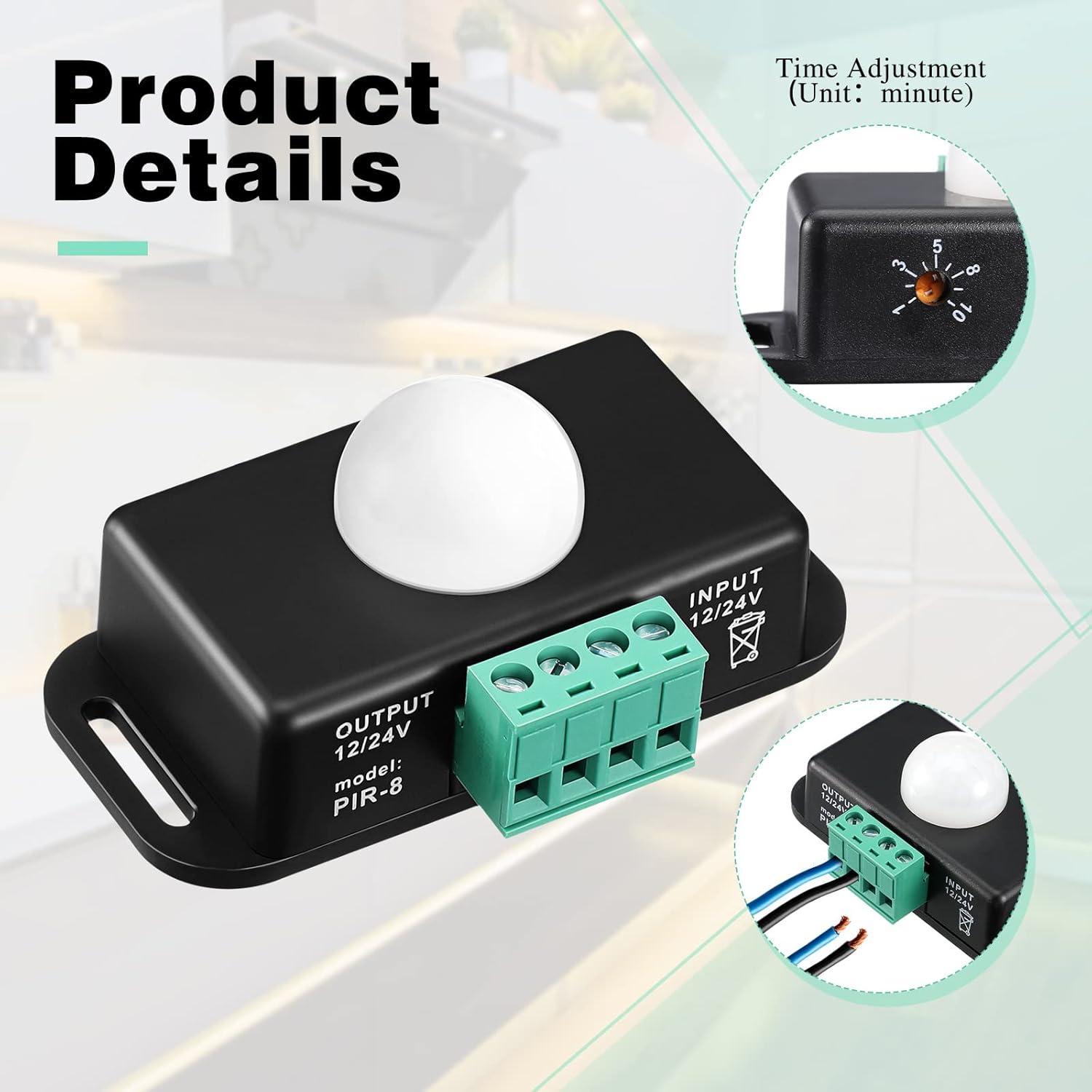 Paquete de 6 Sensores de Movimiento LED PIR 12V-24V Macarrie