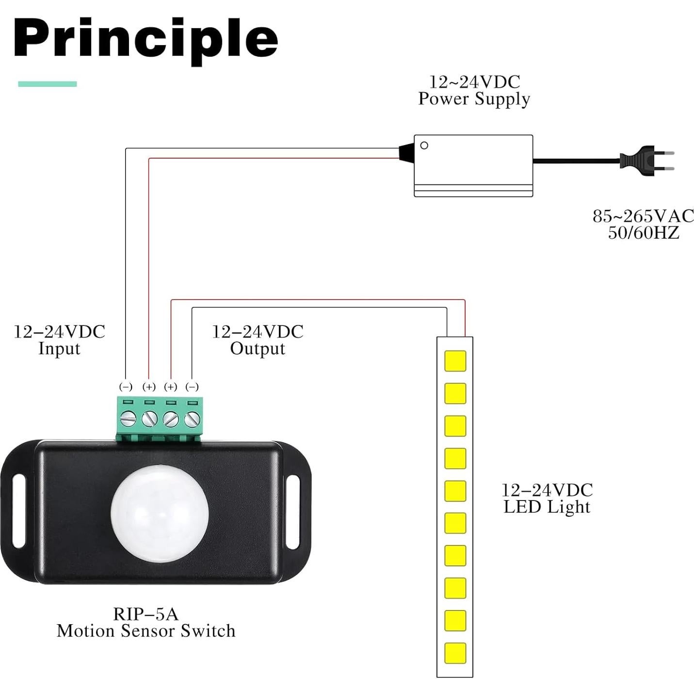 Paquete de 6 Sensores de Movimiento LED PIR 12V-24V Macarrie