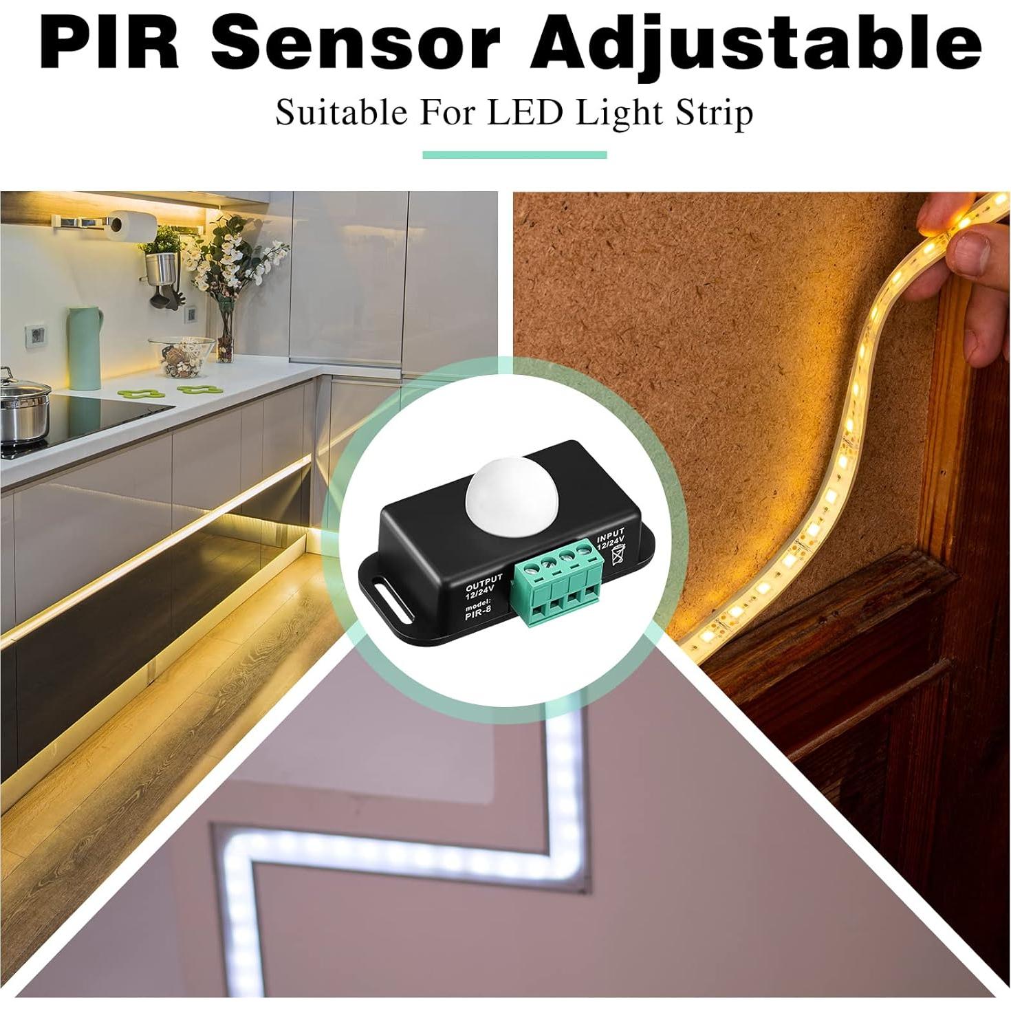 Paquete de 6 Sensores de Movimiento LED PIR 12V-24V Macarrie