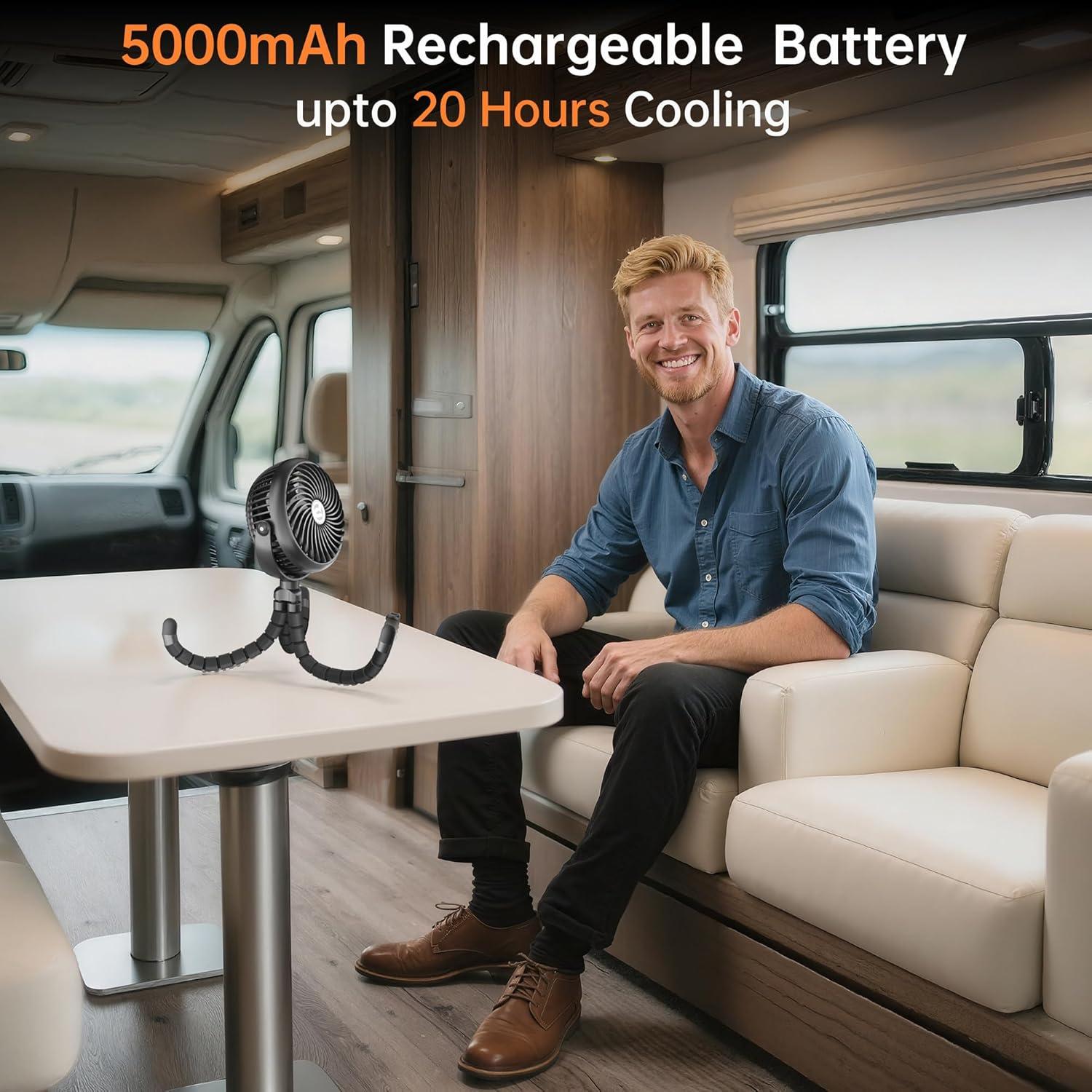 Ventilador de Coche Recargable ASKPULION 5000mAh 3 Velocidades