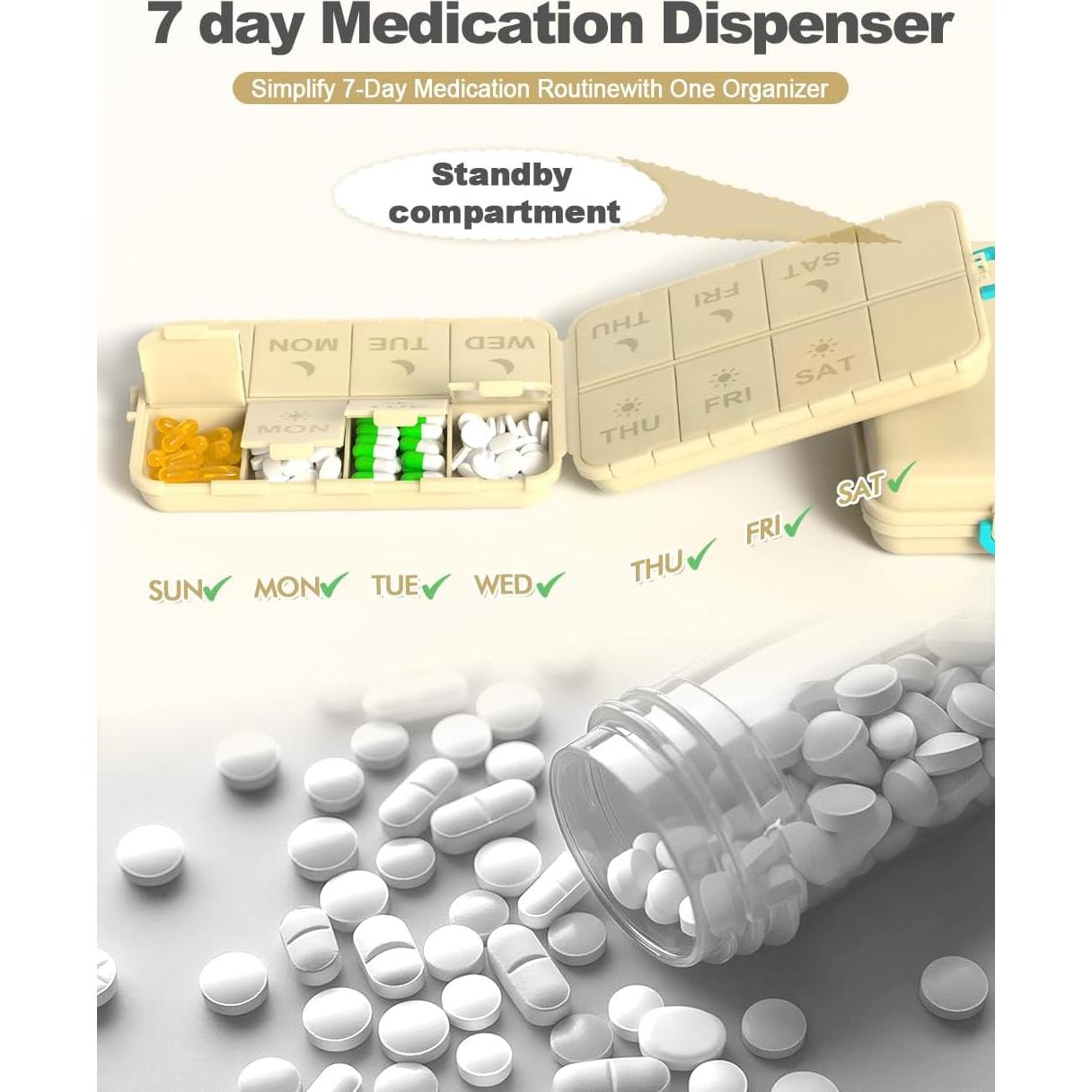 Organizador de Pastillas Semanal SESIIduo 14.9x9.9cm Caqui