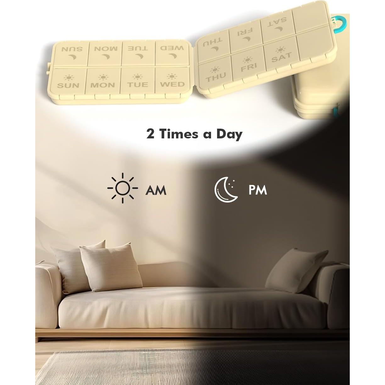 Organizador de Pastillas Semanal SESIIduo 14.9x9.9cm Caqui