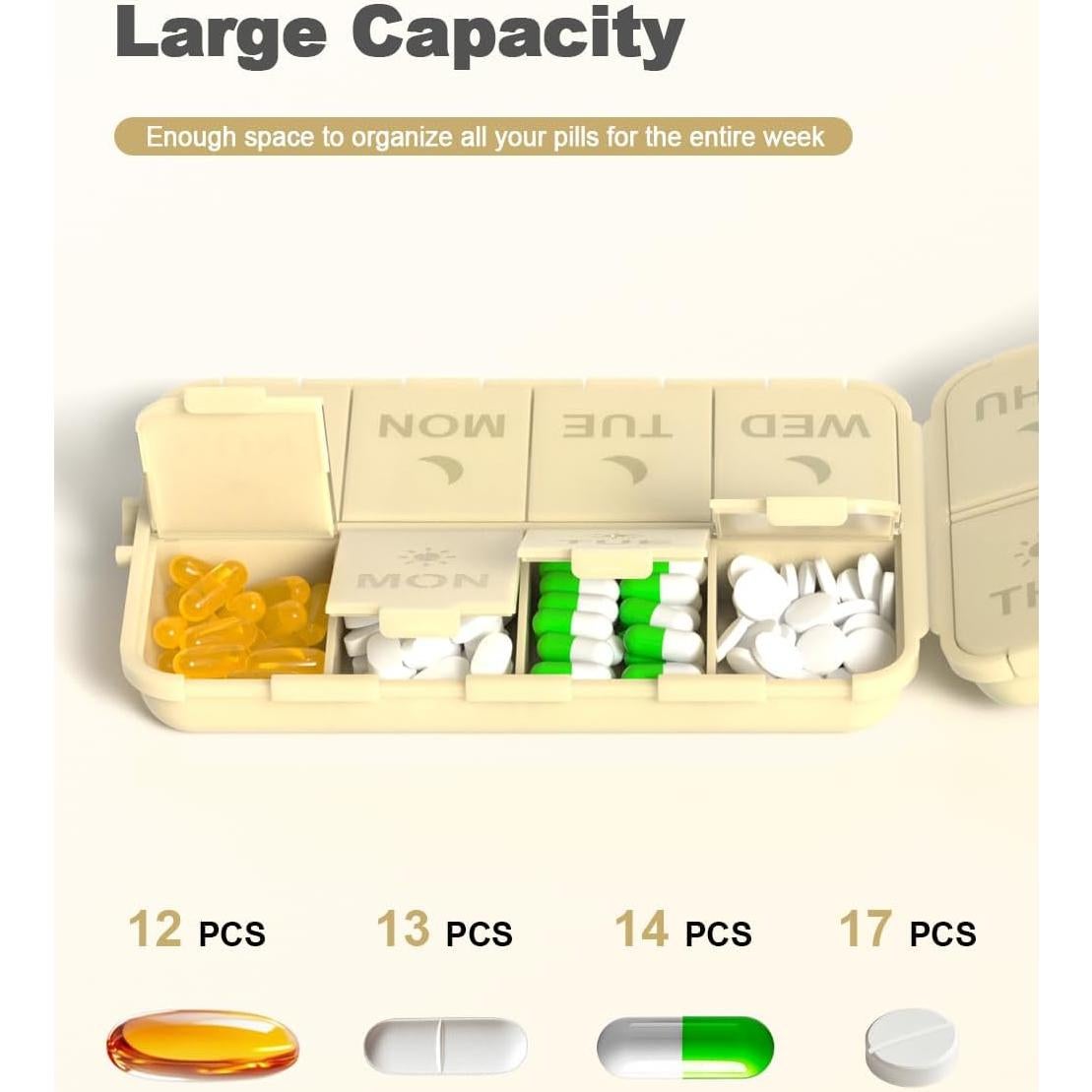Organizador de Pastillas Semanal SESIIduo 14.9x9.9cm Caqui