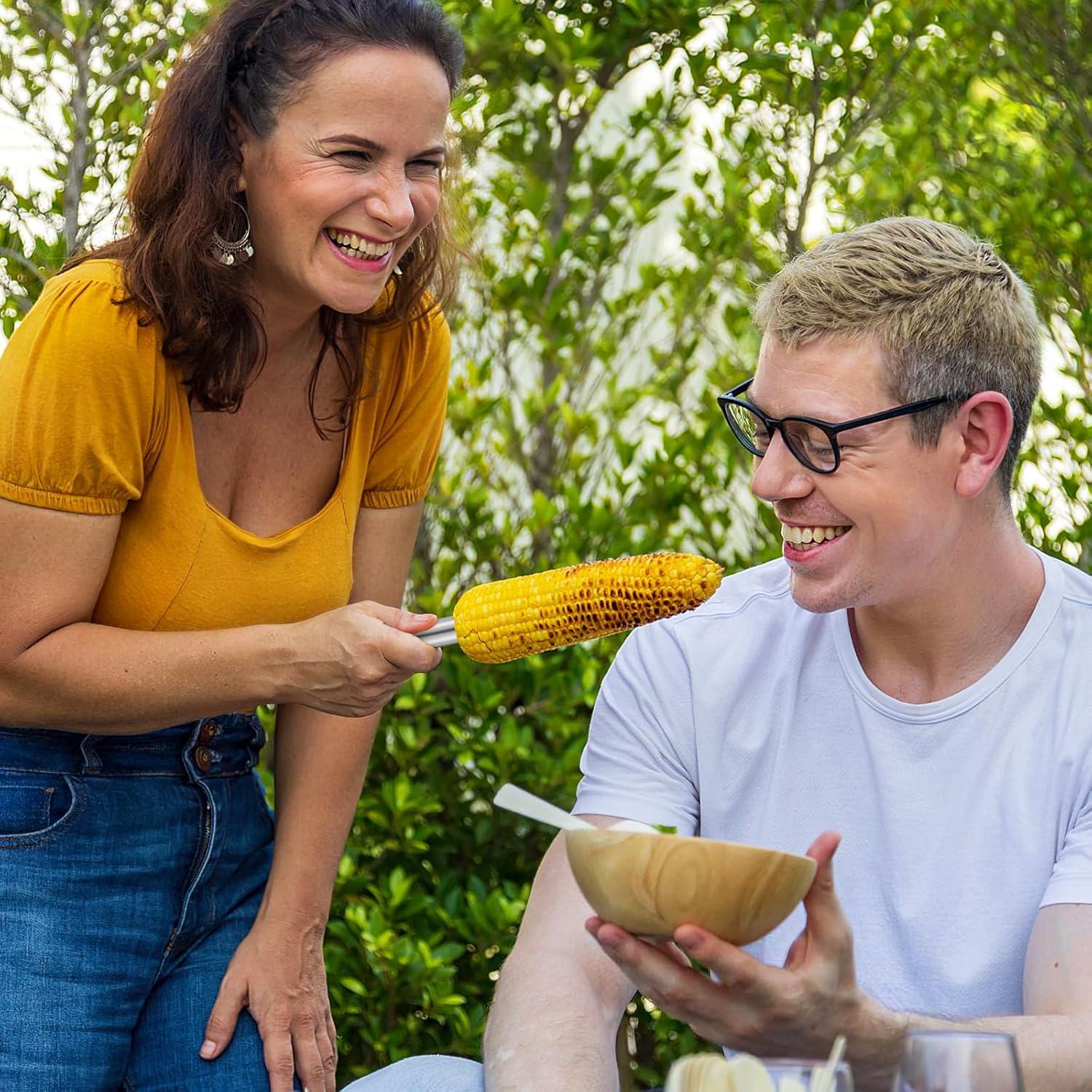 Tenedores para Mazorcas de Maíz Luxshiny - 10 Piezas Acero Inoxidable