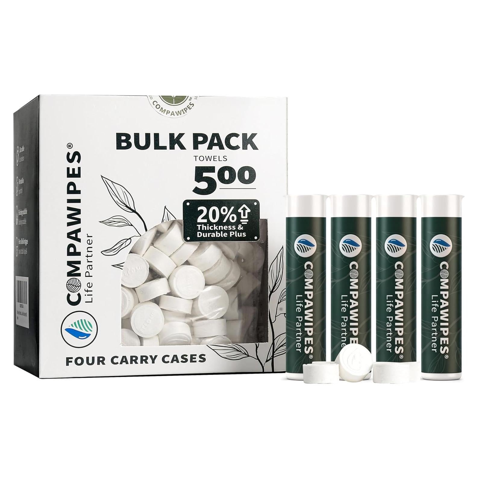 500 Toallitas Comprimidas Compawipes - Papel Higiénico Ecológico