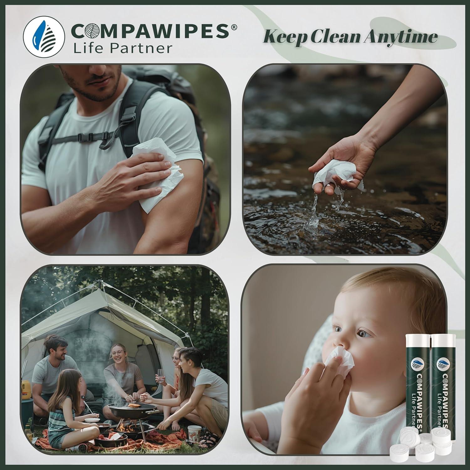 500 Toallitas Comprimidas Compawipes - Papel Higiénico Ecológico