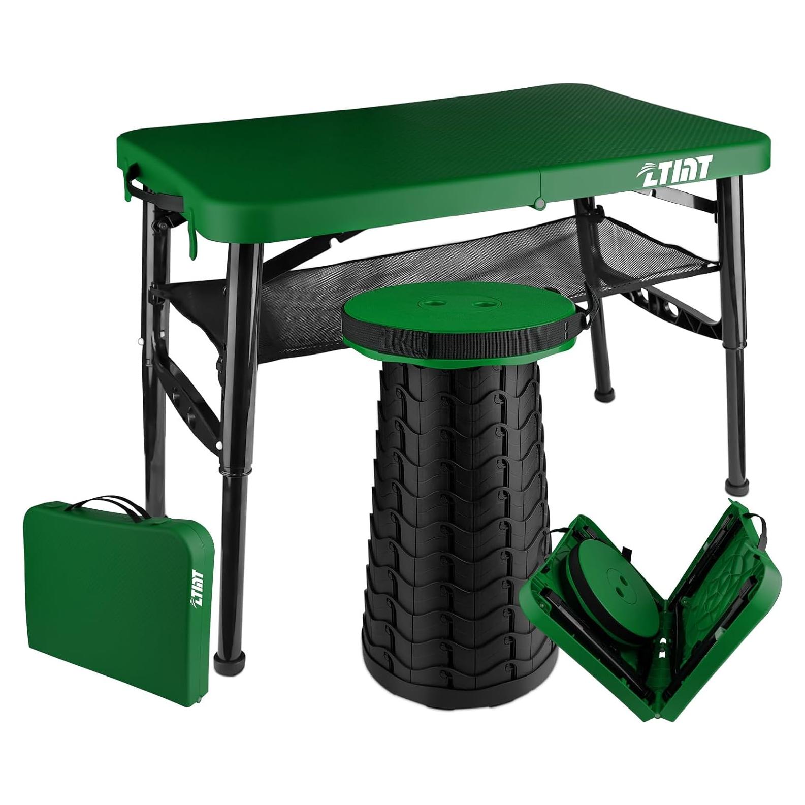 Mesa Plegable ZTMT Verde 4 Pies Altura Ajustable 2 en 1