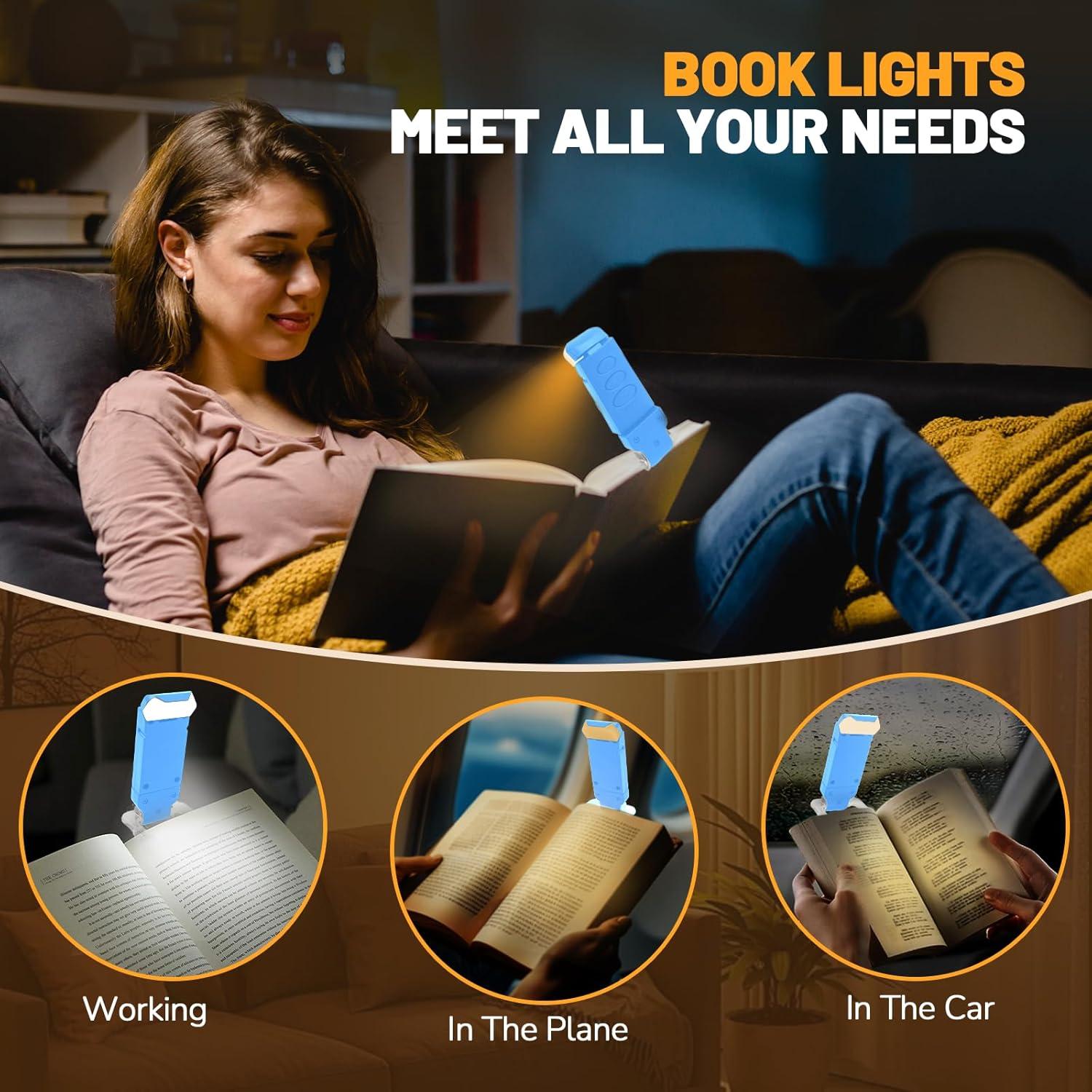 Luz de Lectura Recargable YONSEN con 5 Brillos y 3 Colores