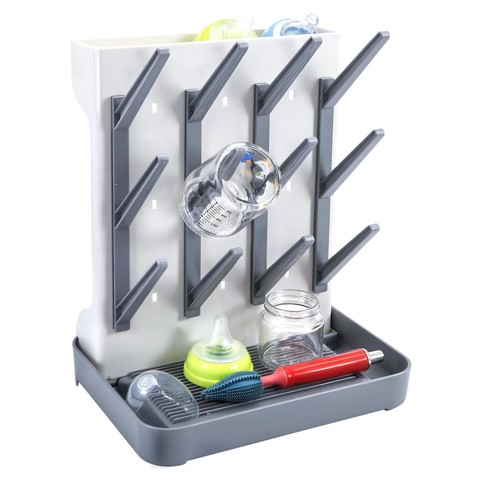 Soporte para Secar Biberones MeCids Gris Ajustable 12 Biberones