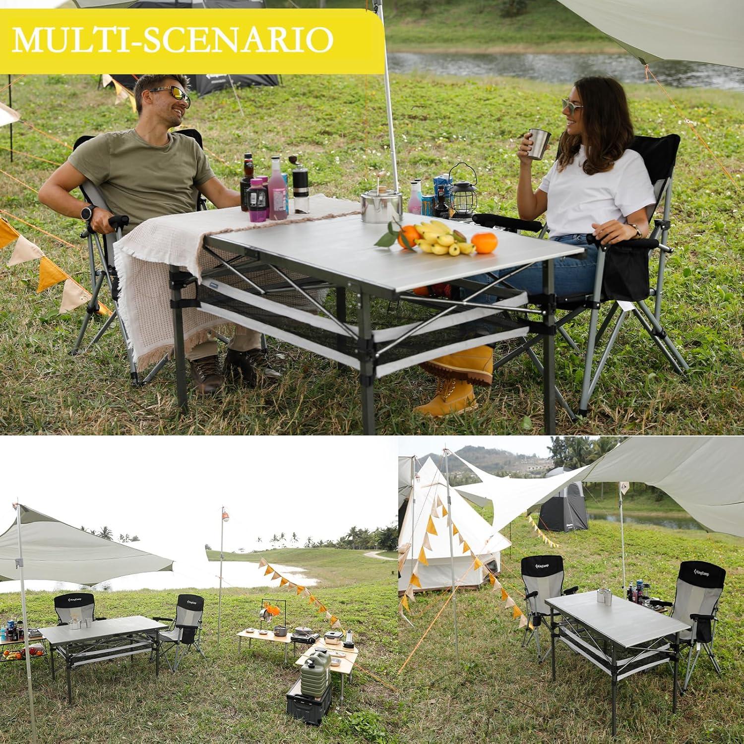 Mesa Plegable KingCamp Aluminio 4-6 Personas con Bolsa