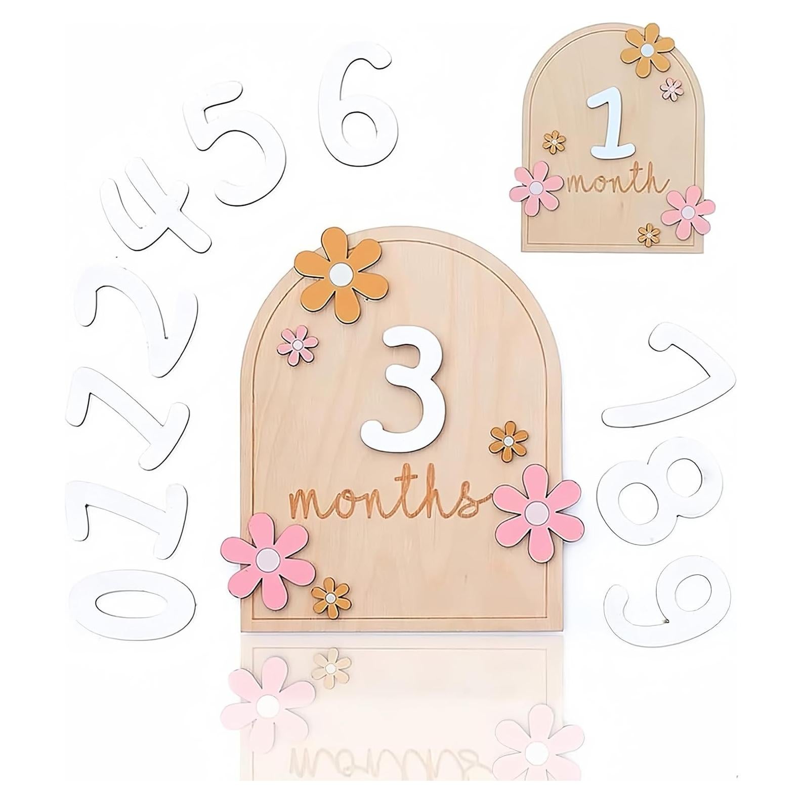 Tarjetas de Hitos Mensuales de Madera HUCEQI para Bebés