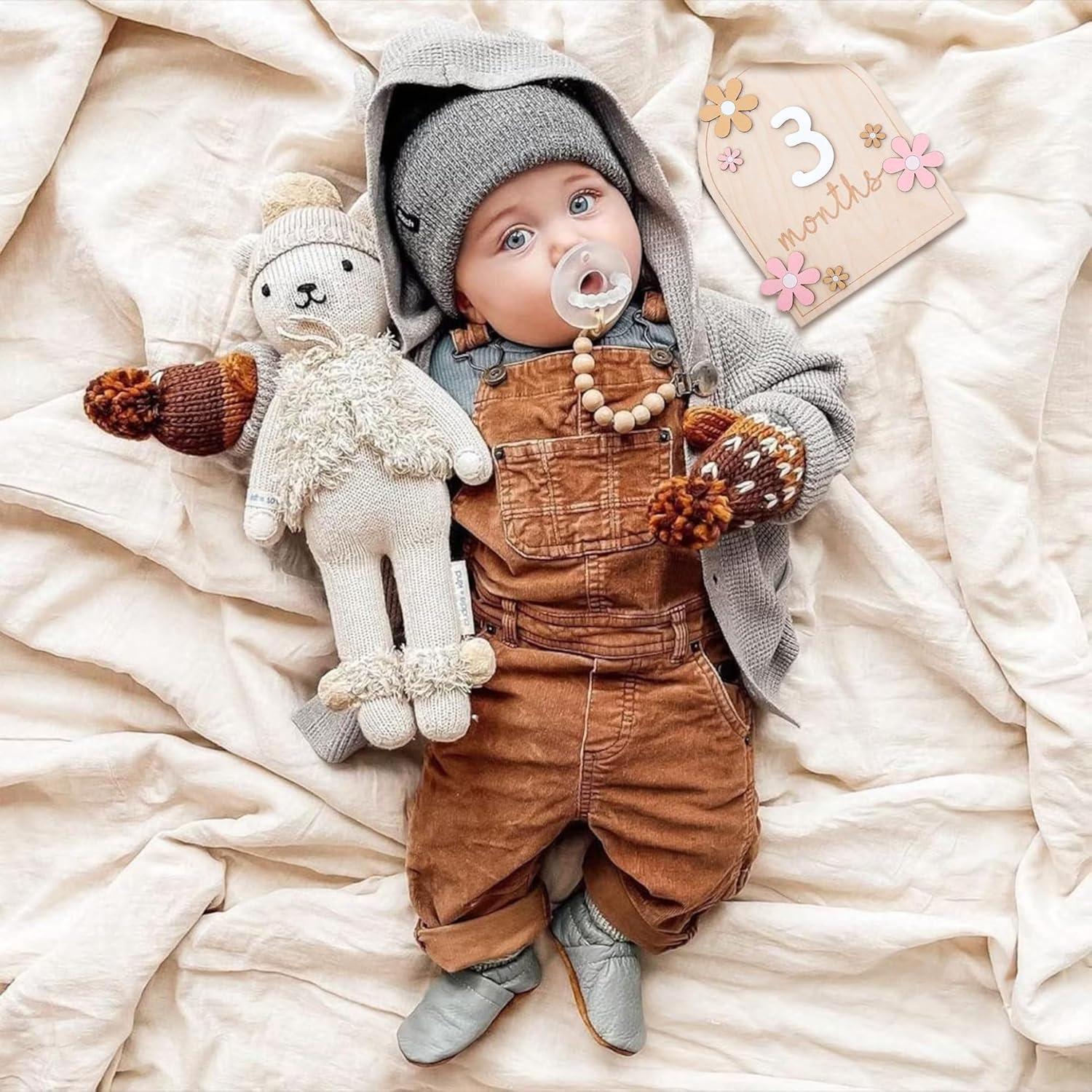 Tarjetas de Hitos Mensuales de Madera HUCEQI para Bebés