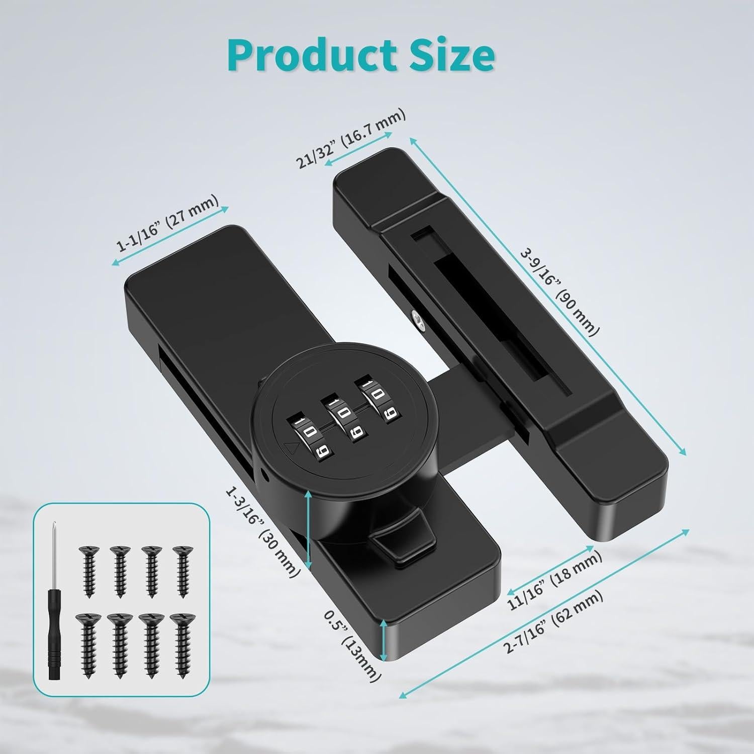 Cerradura de Combinación YogePote para Gabinete Negro 3 Dígitos