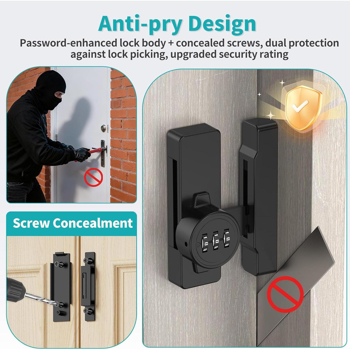 Cerradura de Combinación YogePote para Gabinete Negro 3 Dígitos