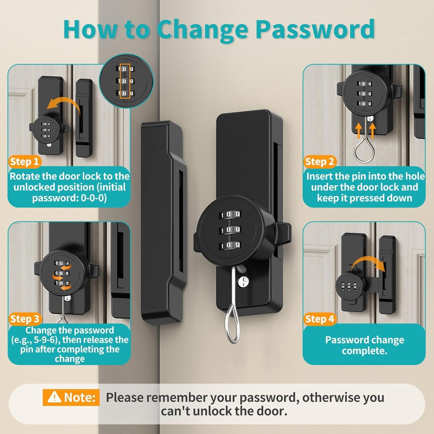 Cerradura de Combinación YogePote para Gabinete Negro 3 Dígitos