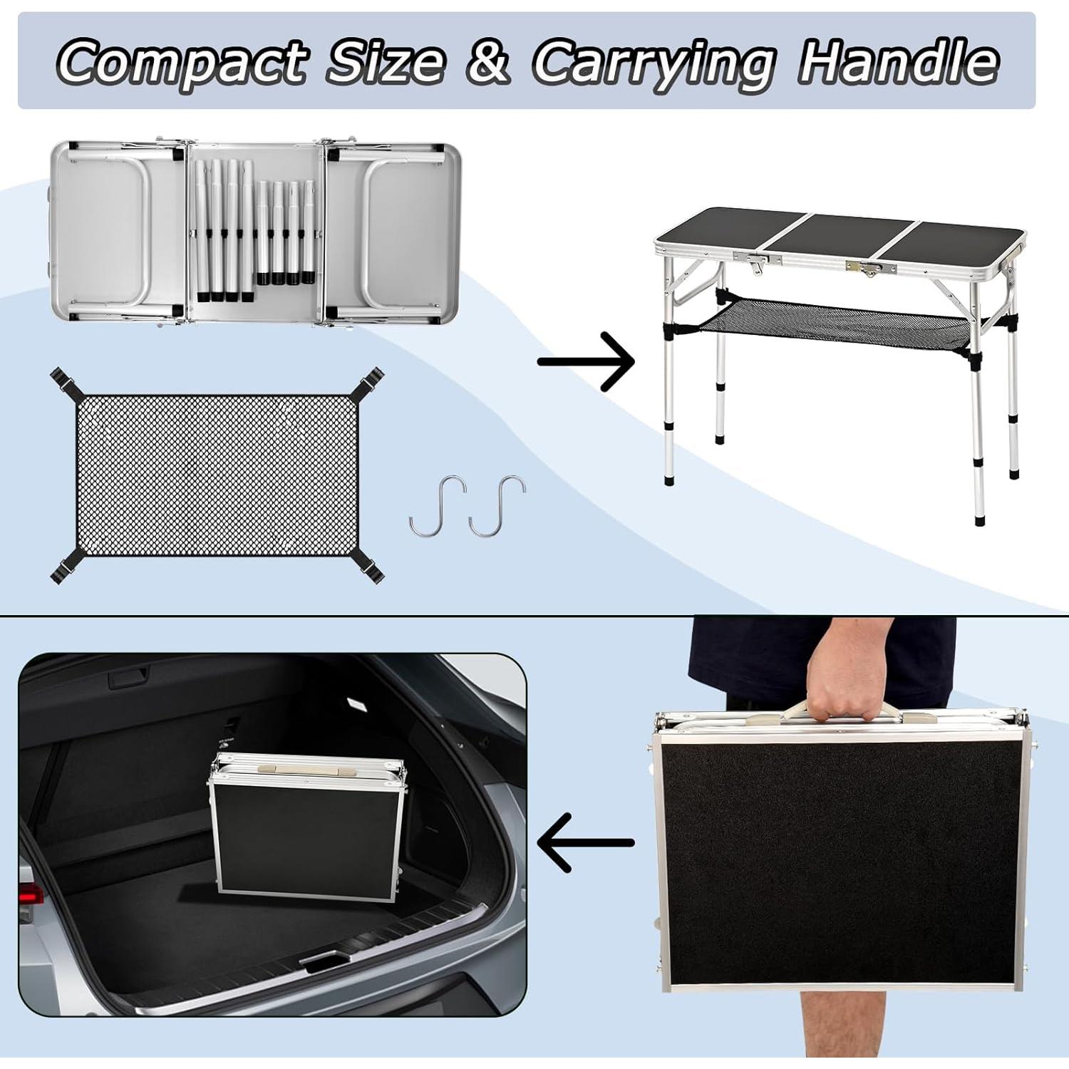 Mesa de Picnic Plegable YihuiKo Yi-3 Negra 3 Alturas Ajustables