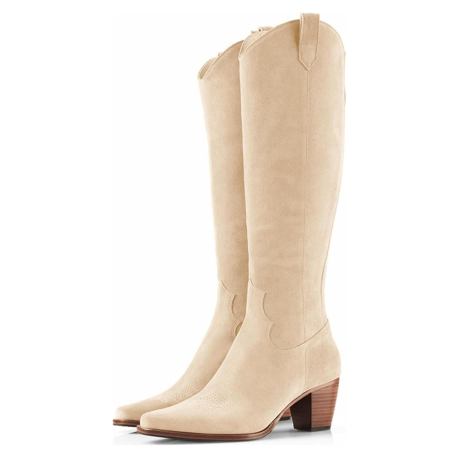 Botas de vaquera para mujer Rilista hasta la rodilla beige