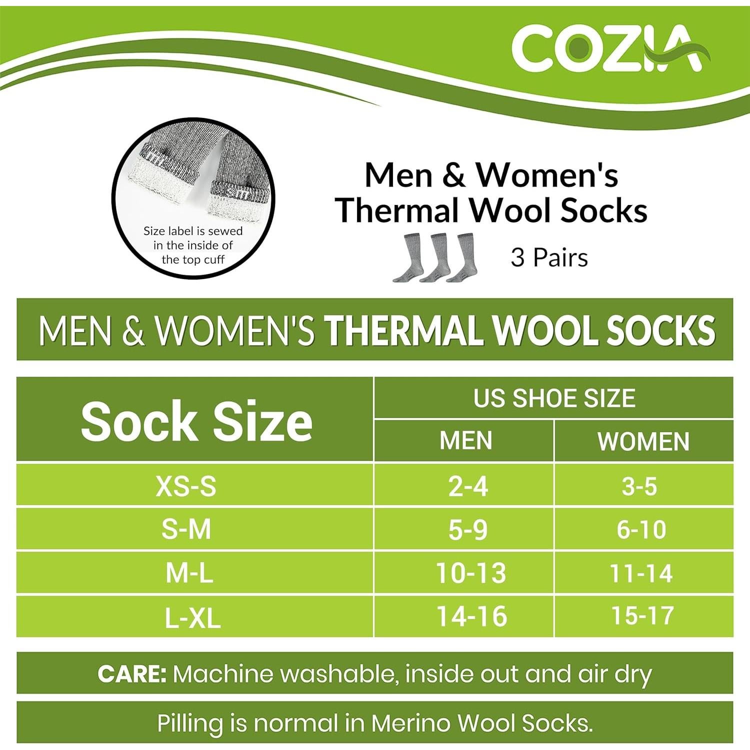 Calcetines de Invierno Cozia de Lana Merino Térmicos 3 Pares