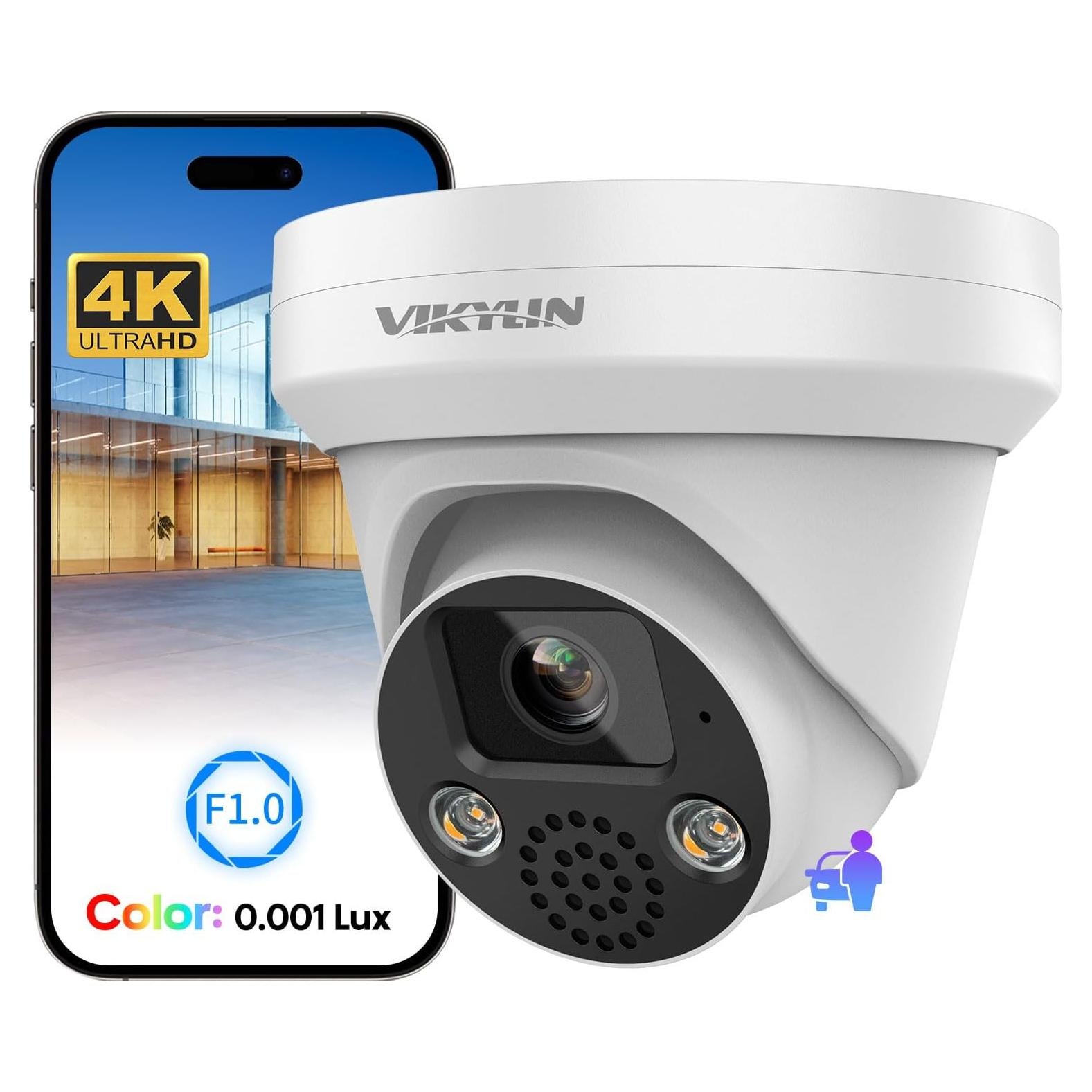 Cámara de Seguridad IP VIKYLIN 4K 8MP PoE Exterior IP67