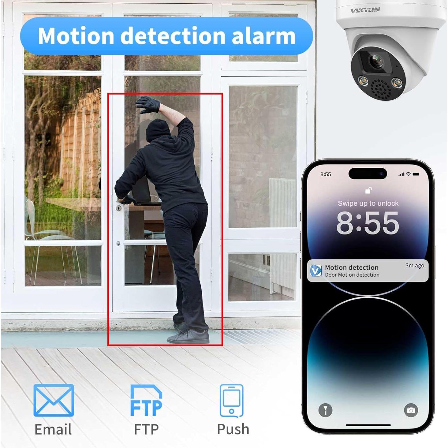 Cámara de Seguridad IP VIKYLIN 4K 8MP PoE Exterior IP67