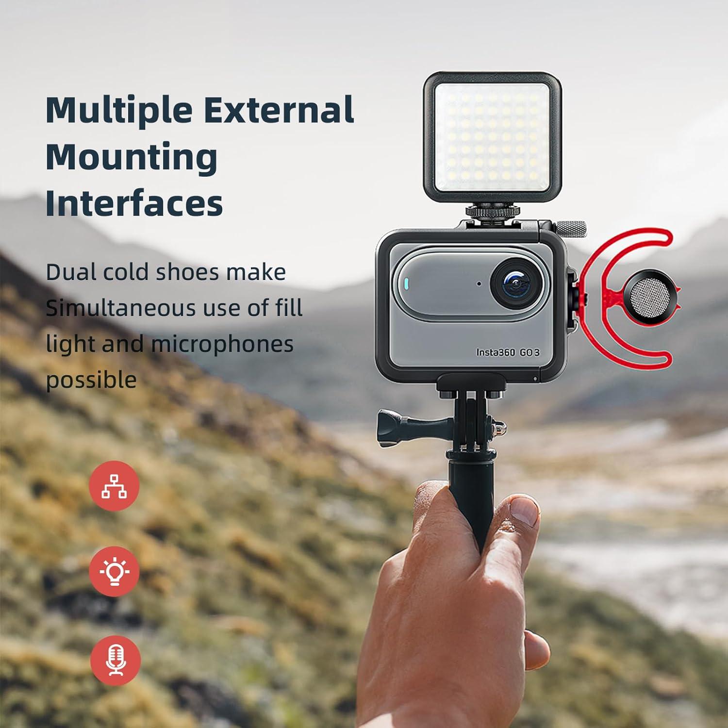 Jaula de Aluminio Rszfnjxry para Insta360 GO 3 con Funda