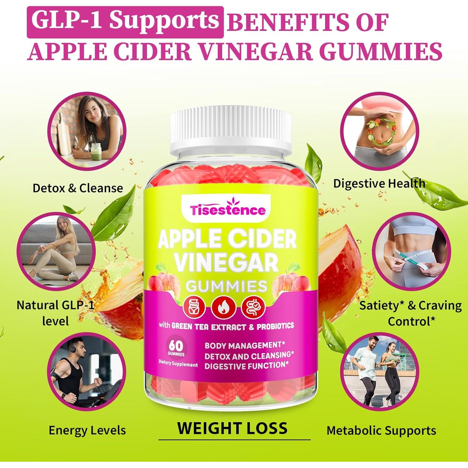 Gominolas de Vinagre de Sidra de Manzana Tisestence 60 Unidades