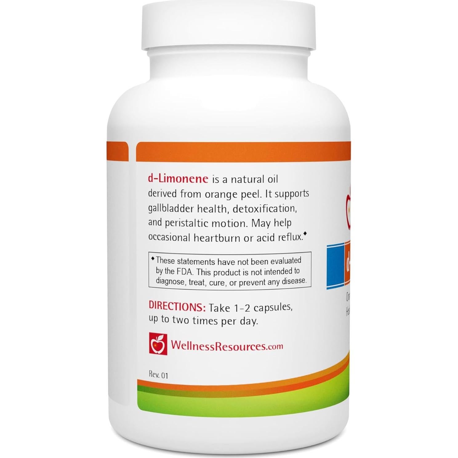 Cápsulas de d-Limoneno Wellness Resources 500mg 120 unidades - Salud digestiva