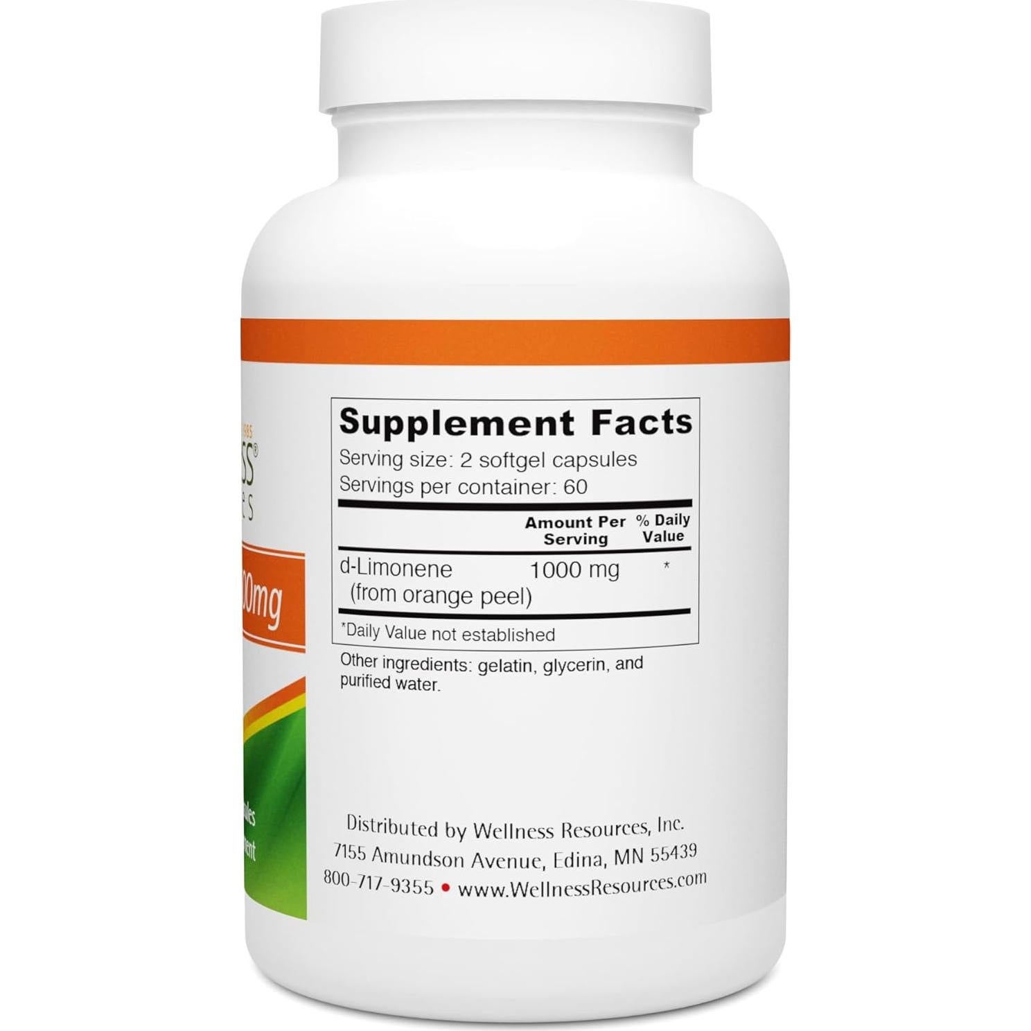 Cápsulas de d-Limoneno Wellness Resources 500mg 120 unidades - Salud digestiva