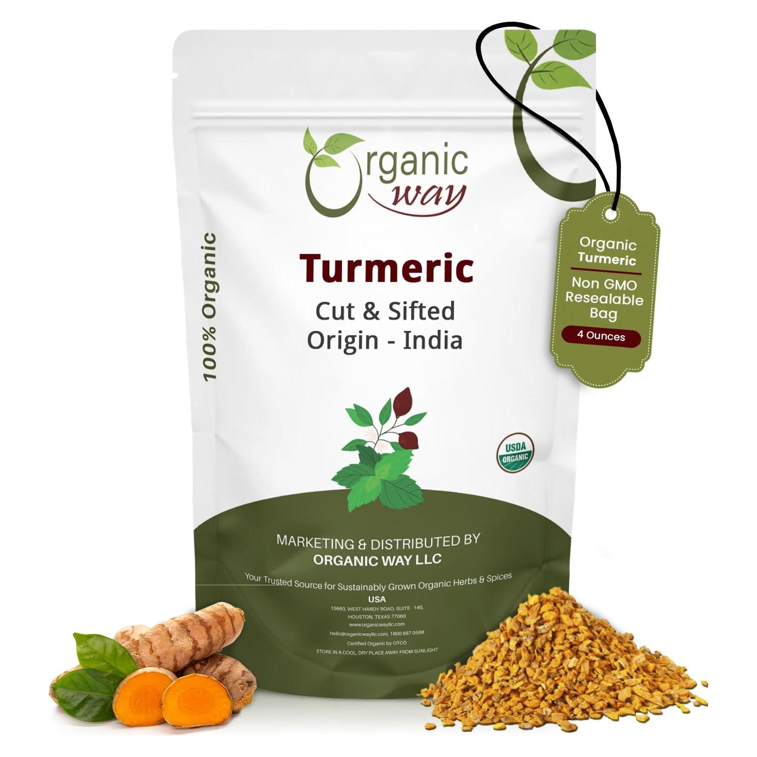 Raíz de Cúrcuma Orgánica Cortada y Tamizada 113g - Organic Way