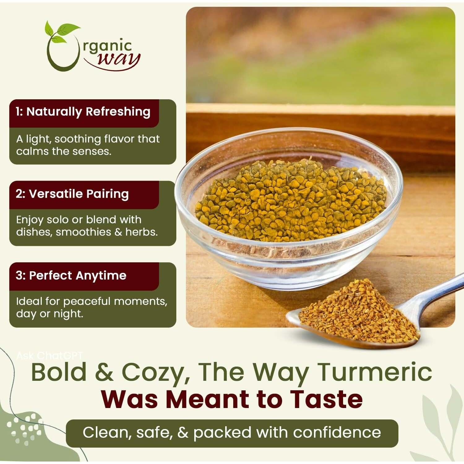 Raíz de Cúrcuma Orgánica Cortada y Tamizada 113g - Organic Way