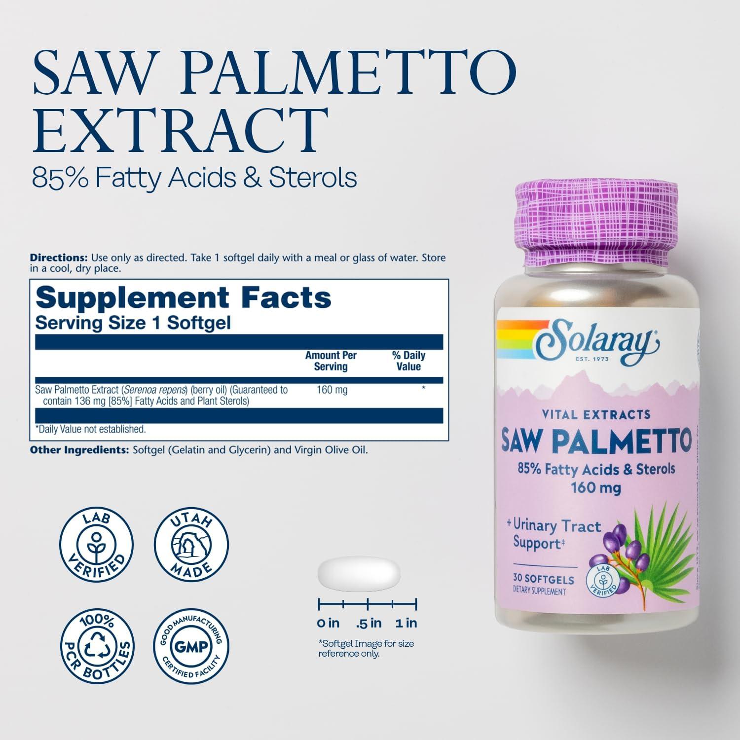 SOLARAY Extracto de Saw Palmetto 136 mg - Salud Prostática 30 Gelatinas