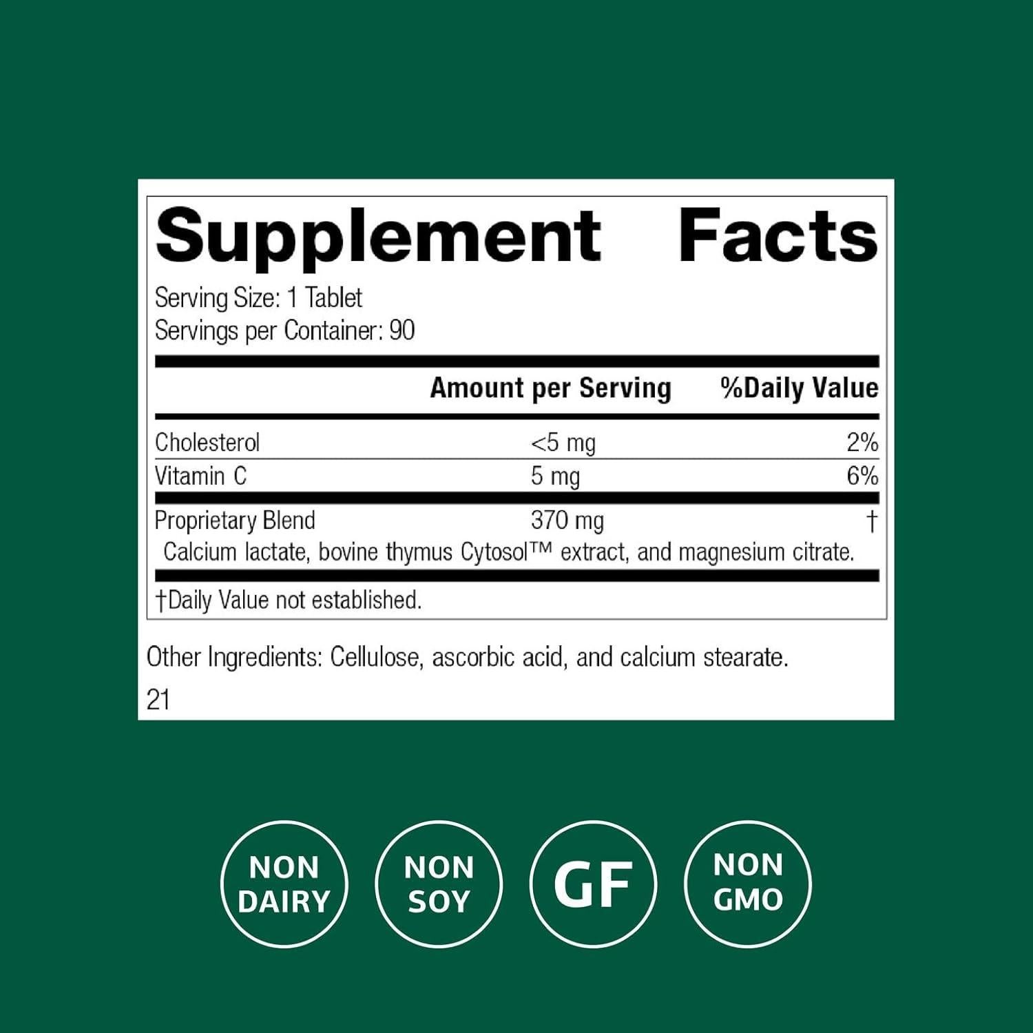Suplemento de Timo Standard Process Thymex 90 Tabletas