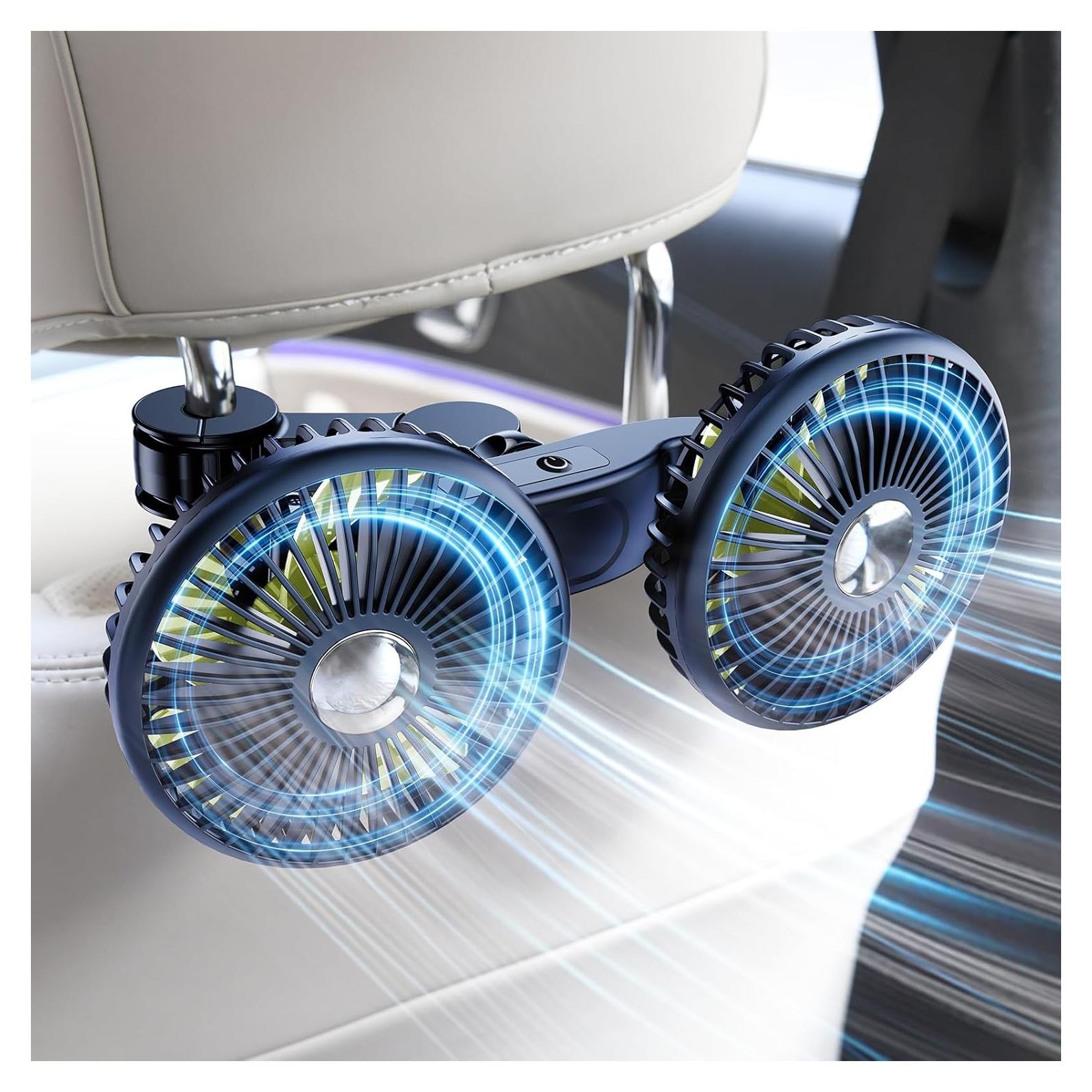 Ventilador de Coche DICMKY DM-F5208 Doble Cabeza 3 Velocidades