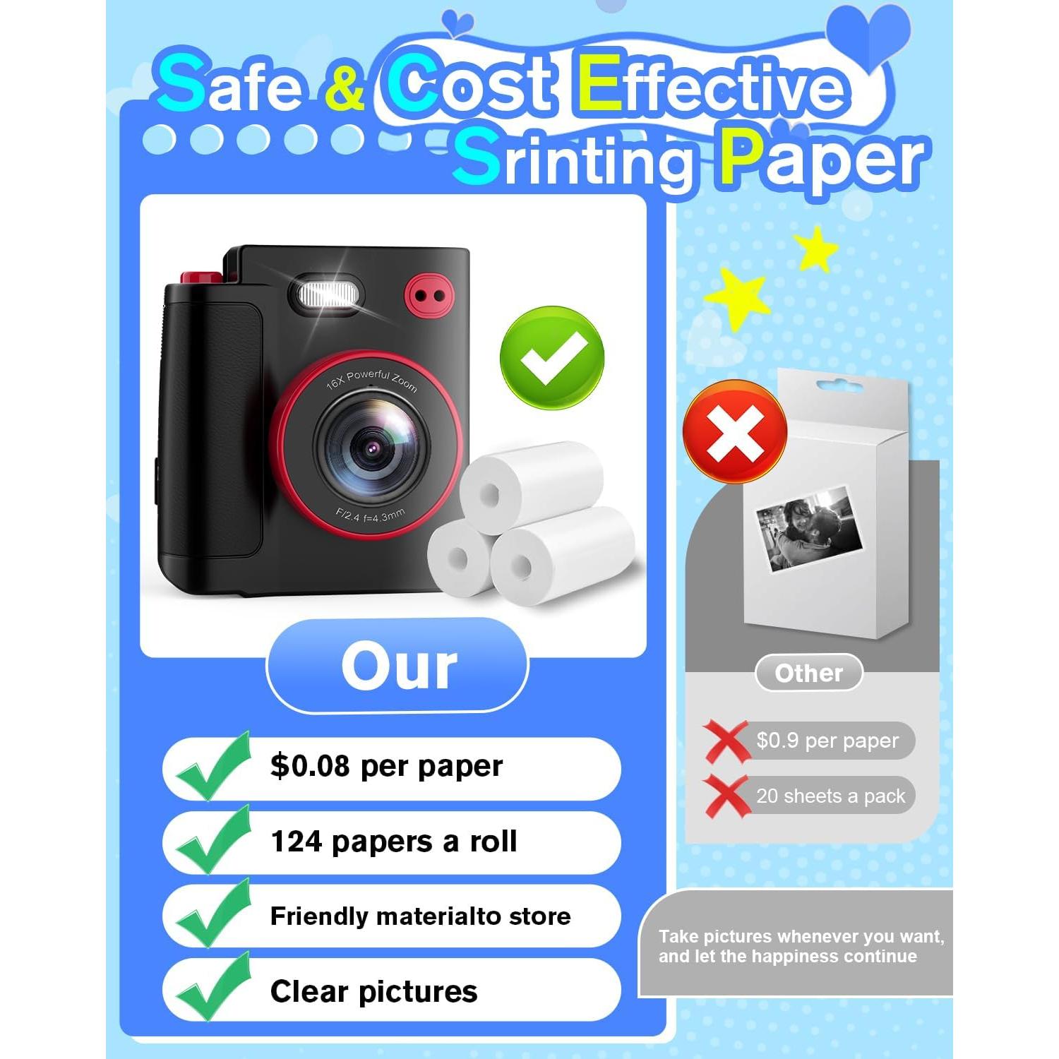 Cámara Instantánea MYSTILUCK X8D para Niños 3-12 Años 1080P