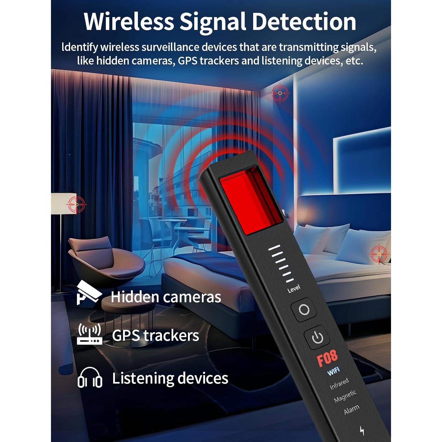 Detector de Cámaras Ocultas 6 en 1 OBSITWY XP-08 - Seguridad Viajes