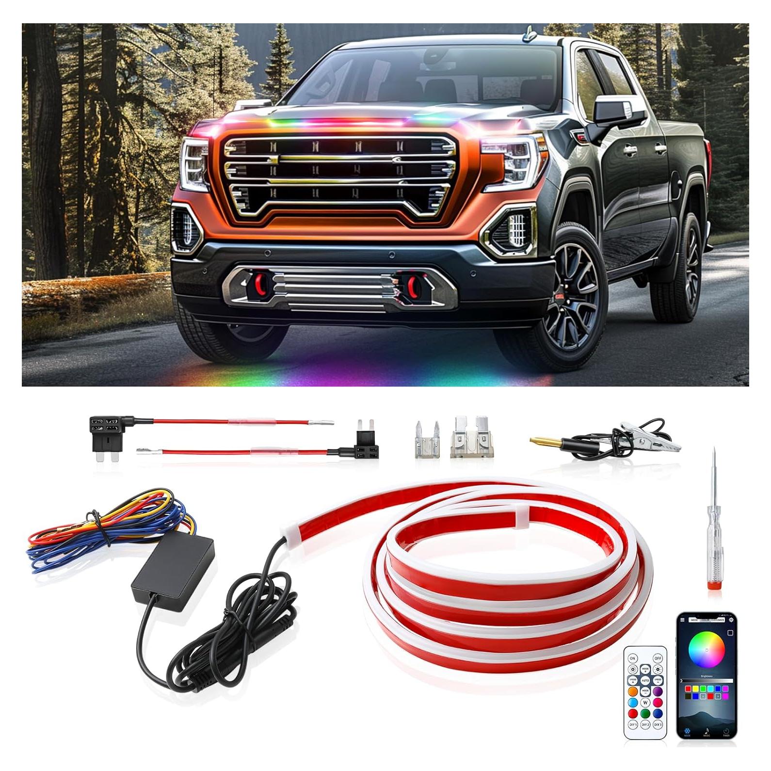 Tira de luz LED para capó de coche DREAMOTOR 150 cm impermeable