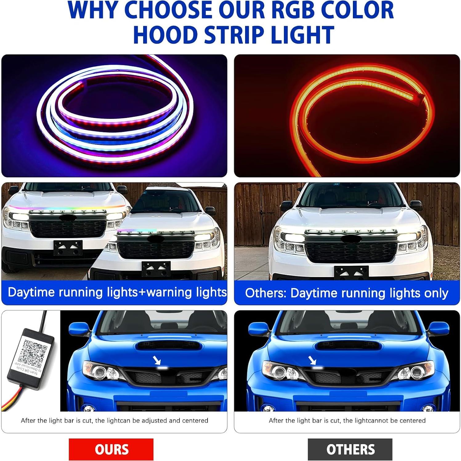 Tira de luz LED para capó de coche DREAMOTOR 150 cm impermeable