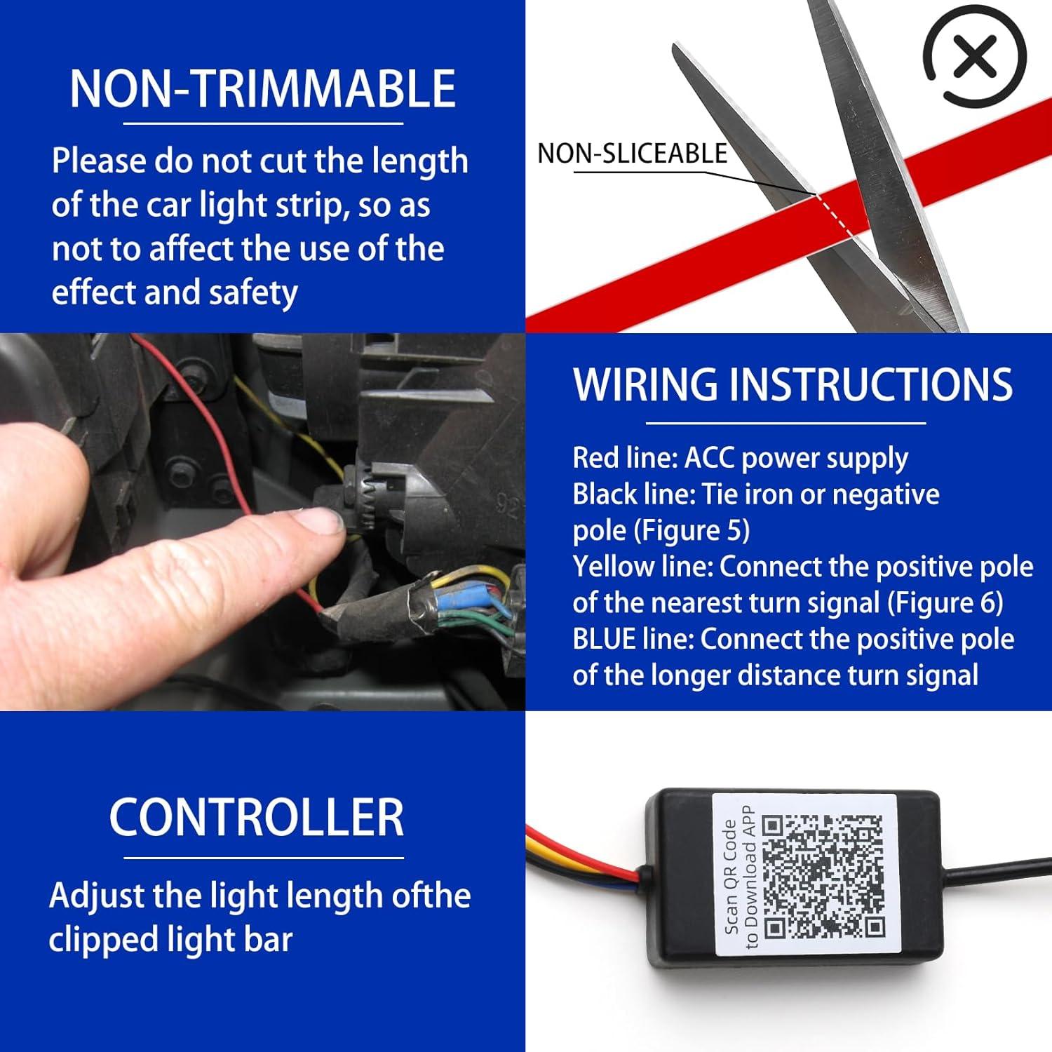 Tira de luz LED para capó de coche DREAMOTOR 150 cm impermeable