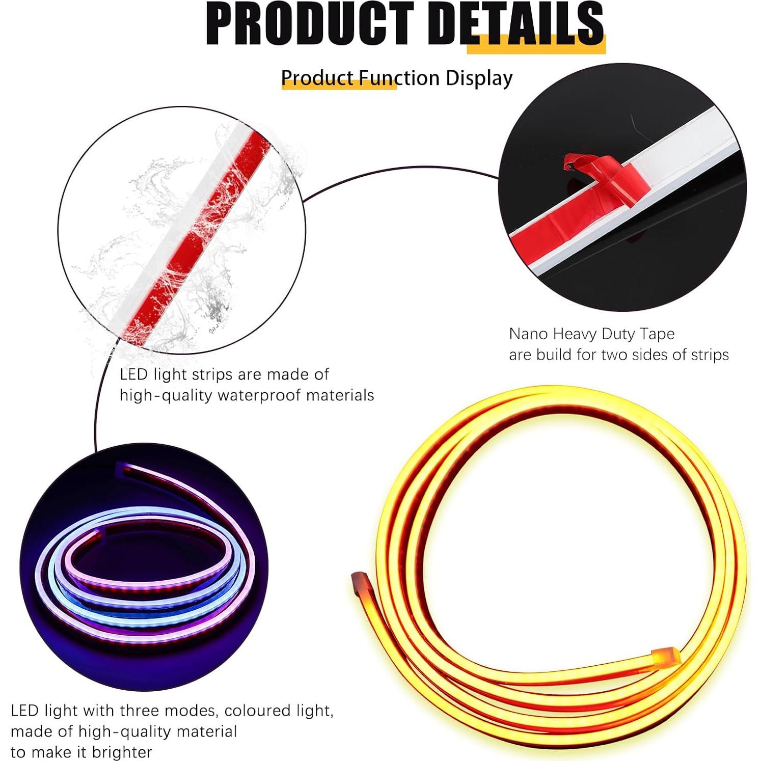 Tira de luz LED para capó de coche DREAMOTOR 150 cm impermeable