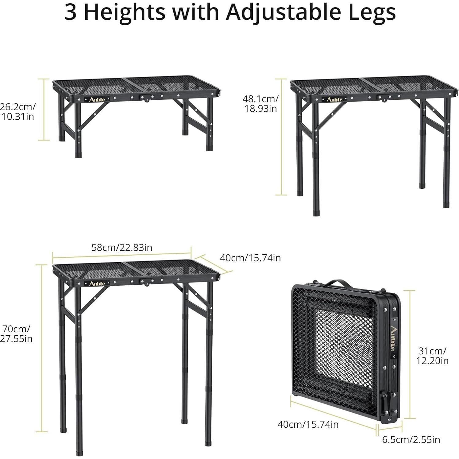 Mesa de Parrilla Plegable Anbte 57.9x39.9cm Ajustable