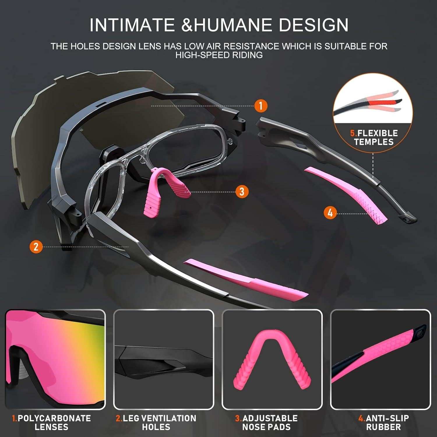 Gafas de Ciclismo TOUTSEUL Ss-838 Polarizadas 5 Lentes