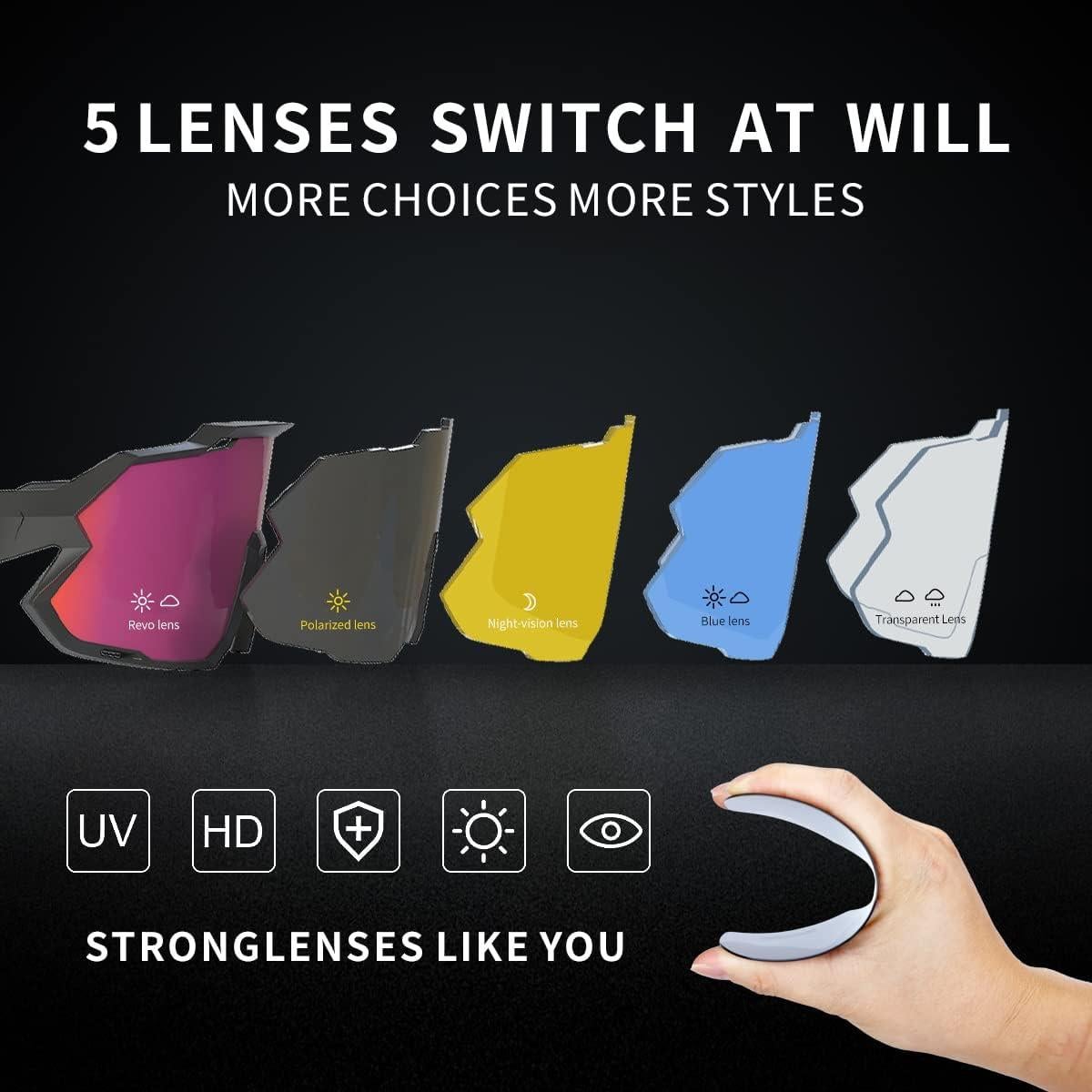 Gafas de Ciclismo TOUTSEUL Ss-838 Polarizadas 5 Lentes