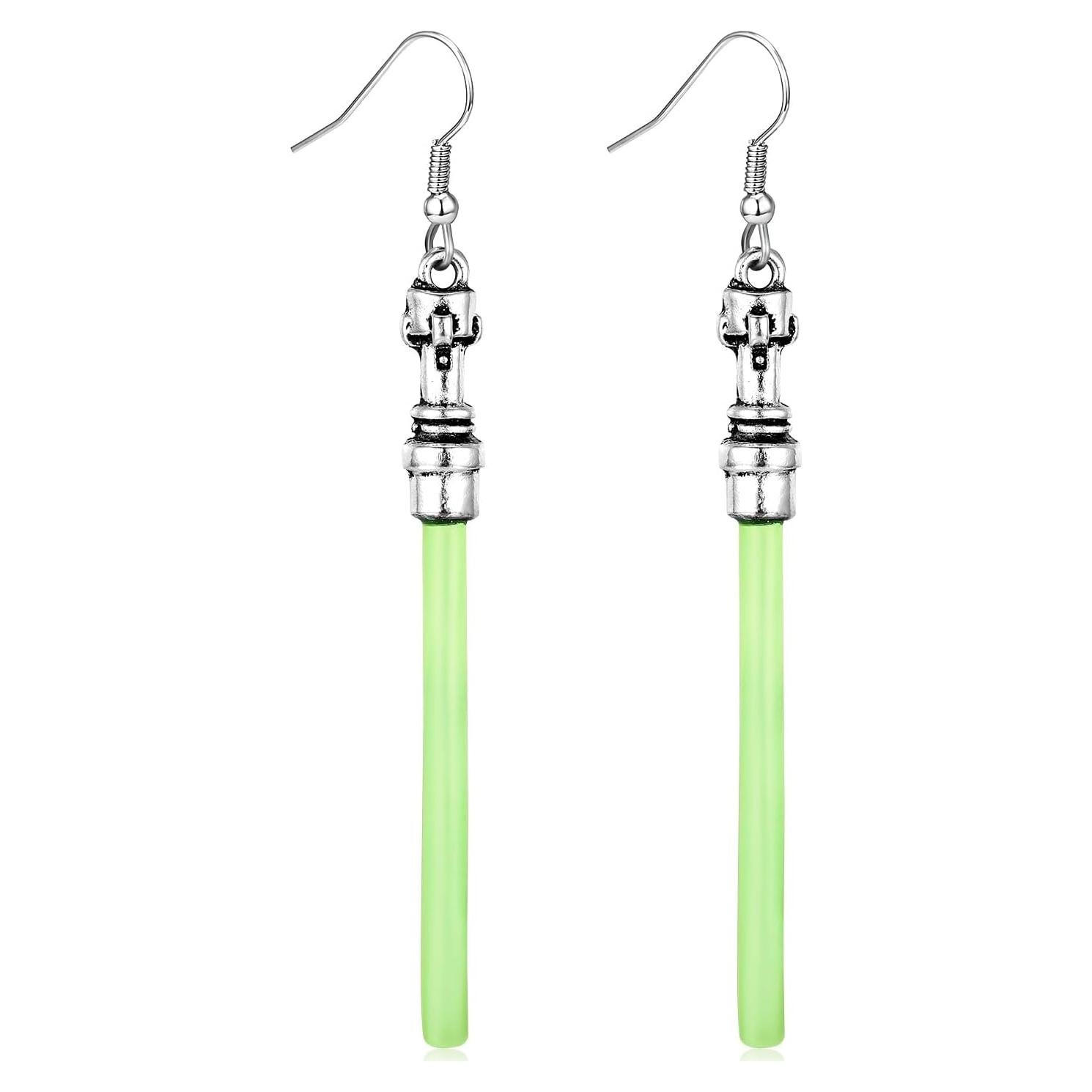 Pendientes Colgantes Sable de Luz Verde Star Wars 7.5 cm